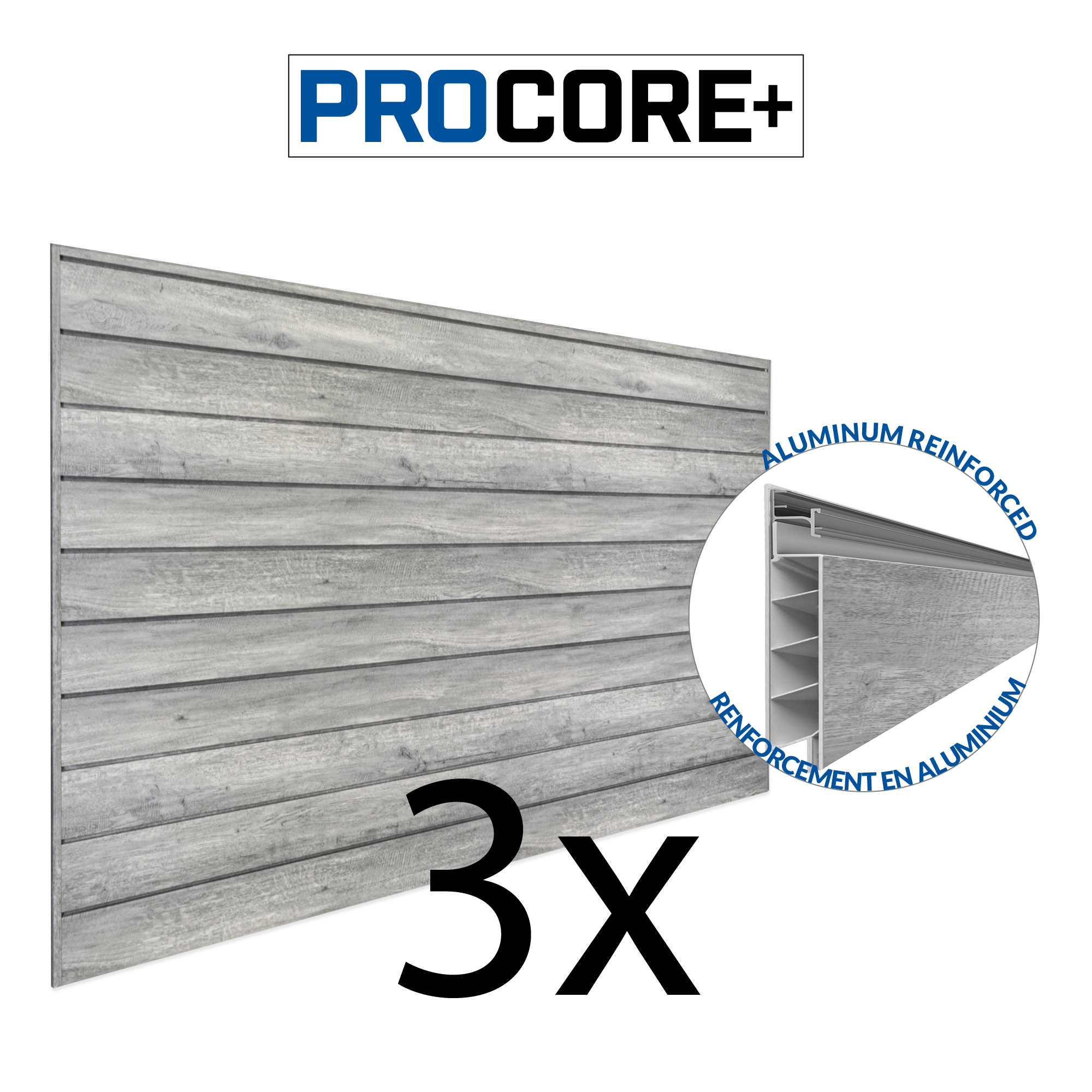 4 ft. x 8 ft. PROCORE PVC Slatwall - 3 Pack 96 sq ft