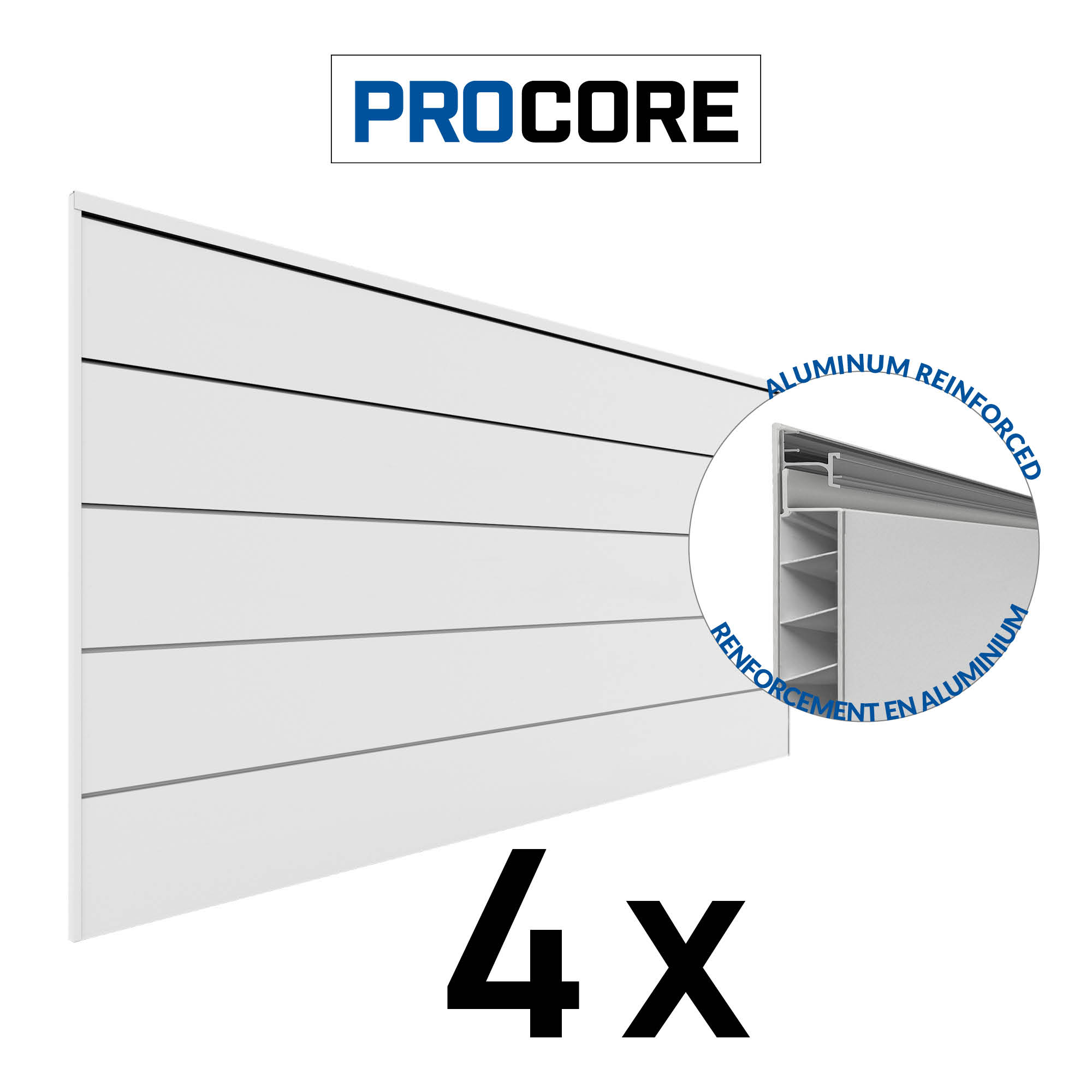 4 ft. x 8 ft. XL PROCORE Slatwall – 4 Pack 128 sq ft