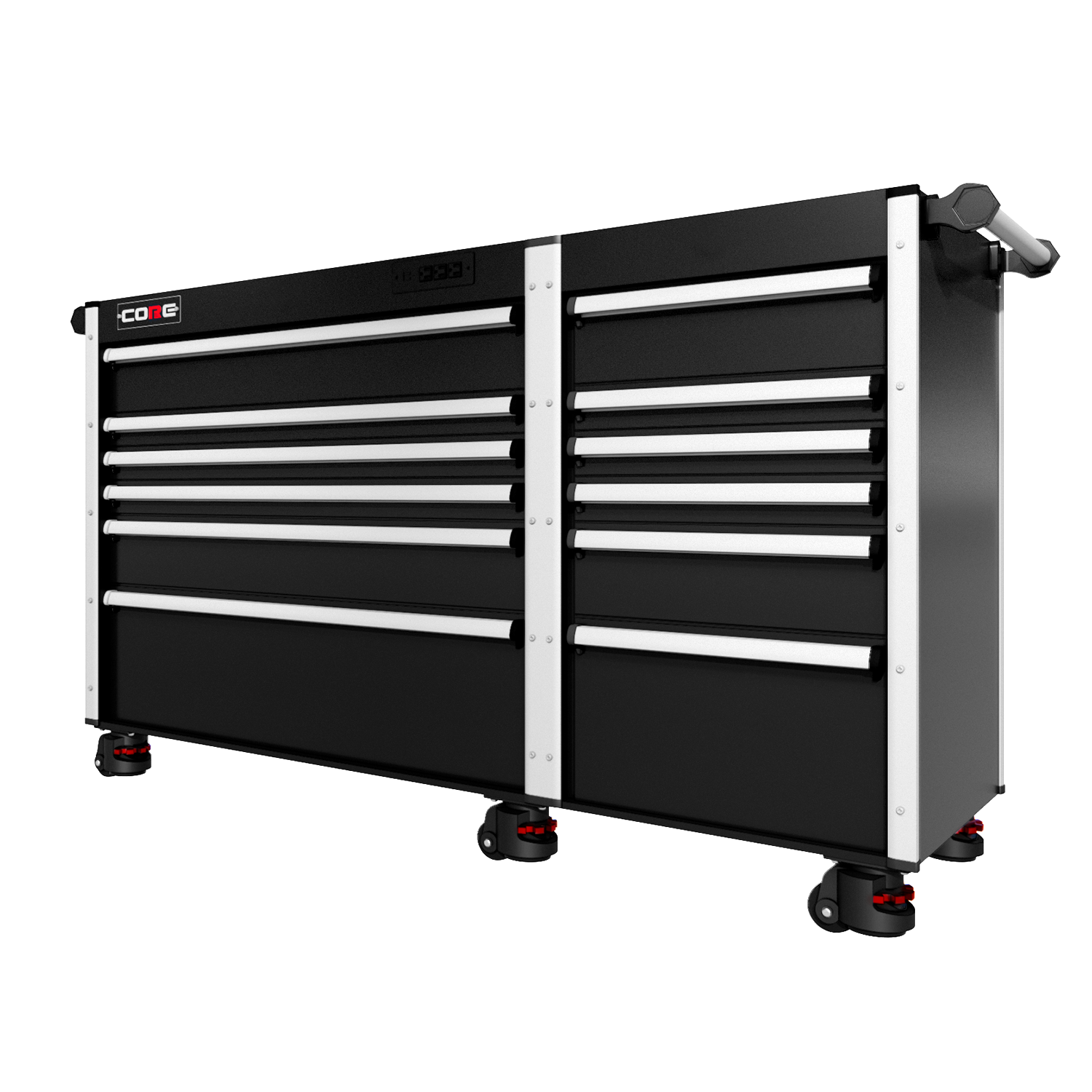 66 Series - 12 Drawers - Silver Handles - Foot Casters
