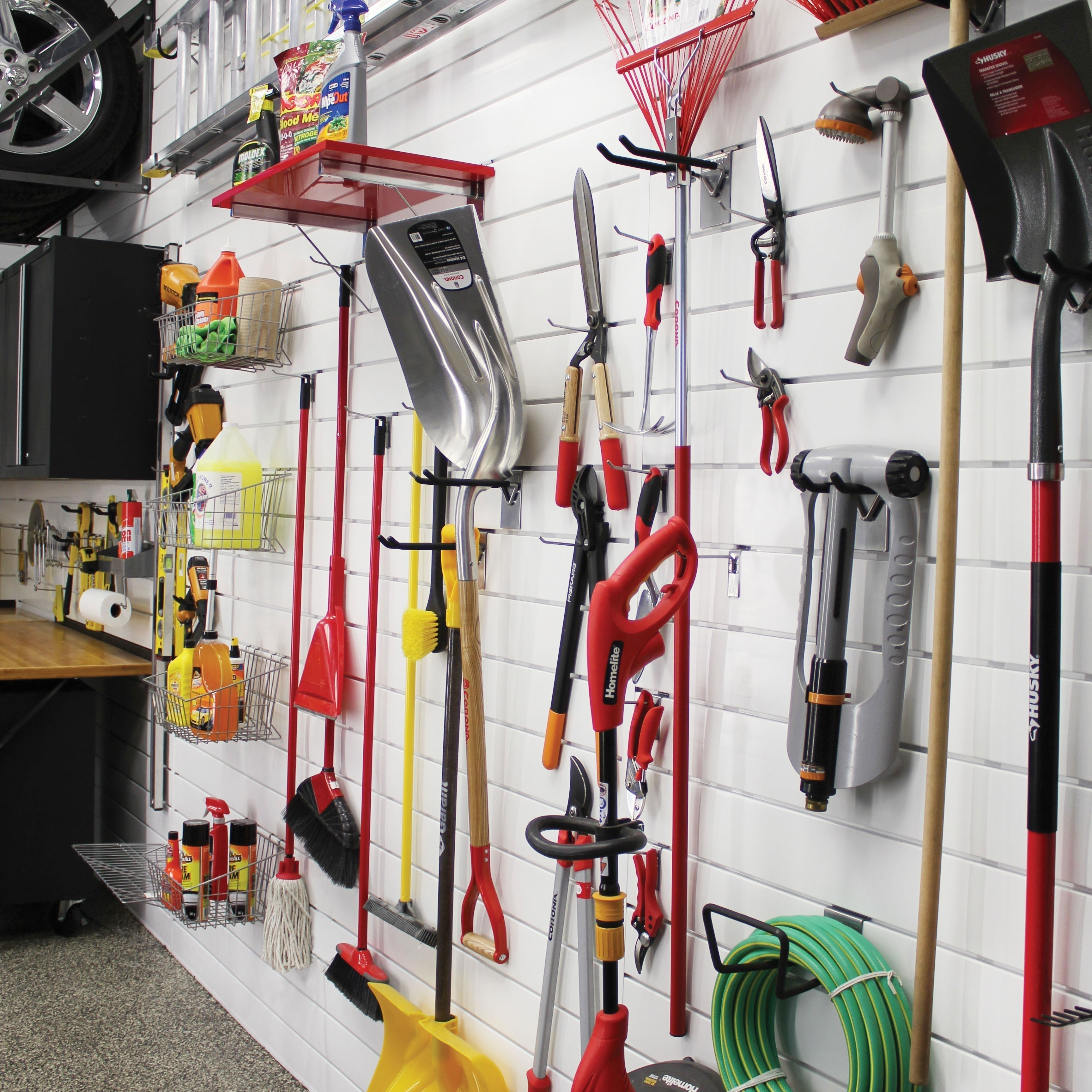 Best Slatwall garage storage system. Durable PVC. Strong Slatwall with a lifetime warranty. 4x8 ft Slatwall Section. White Slatwall. White Slat board . Perfect for garage tool storage. Garage wall organization.