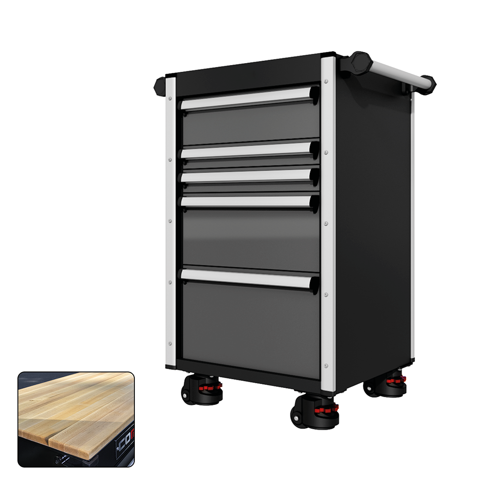 22 Series - 5 Drawers - Silver Handles - Foot Casters