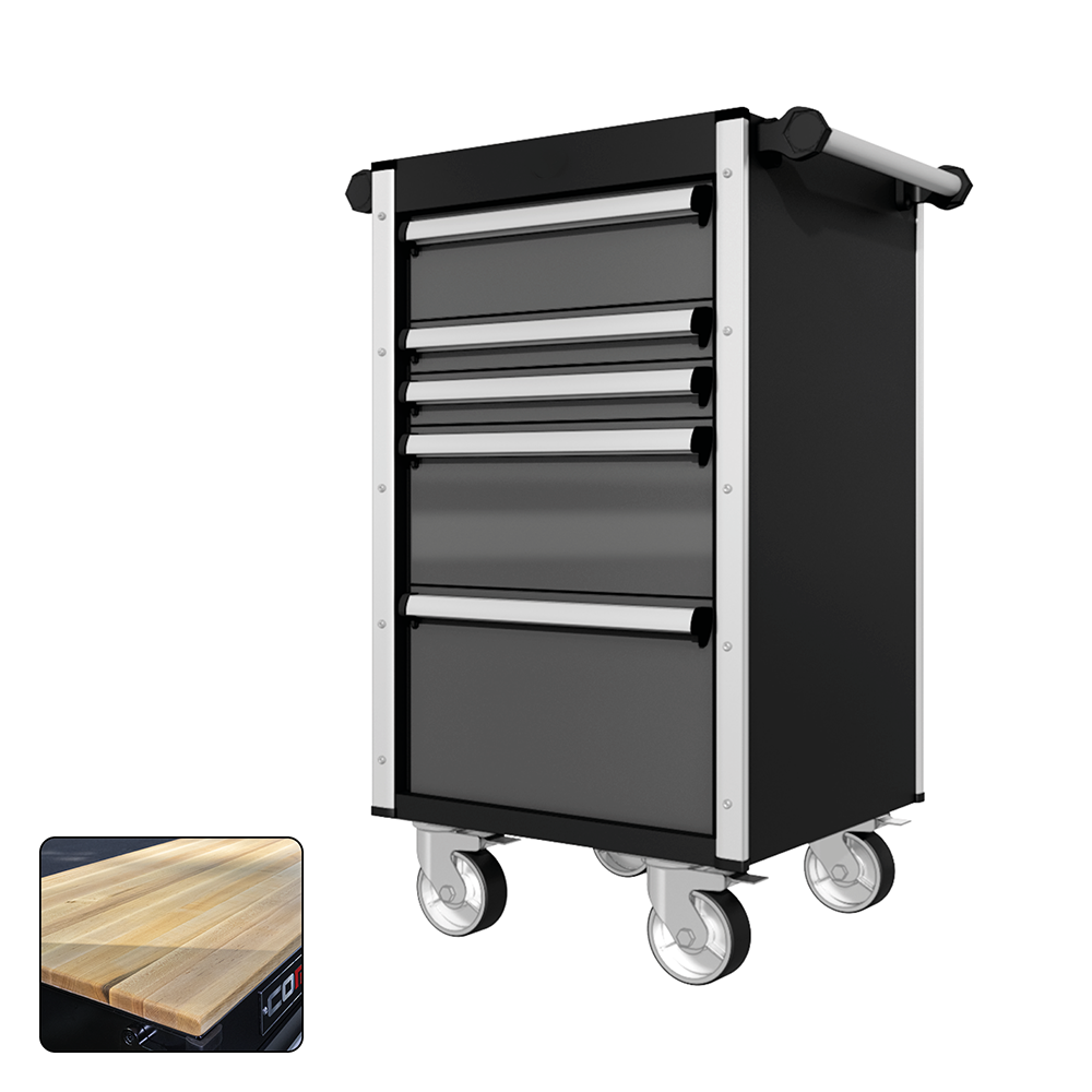22 Series - 5 Drawers - Silver Handles - Traditional Casters