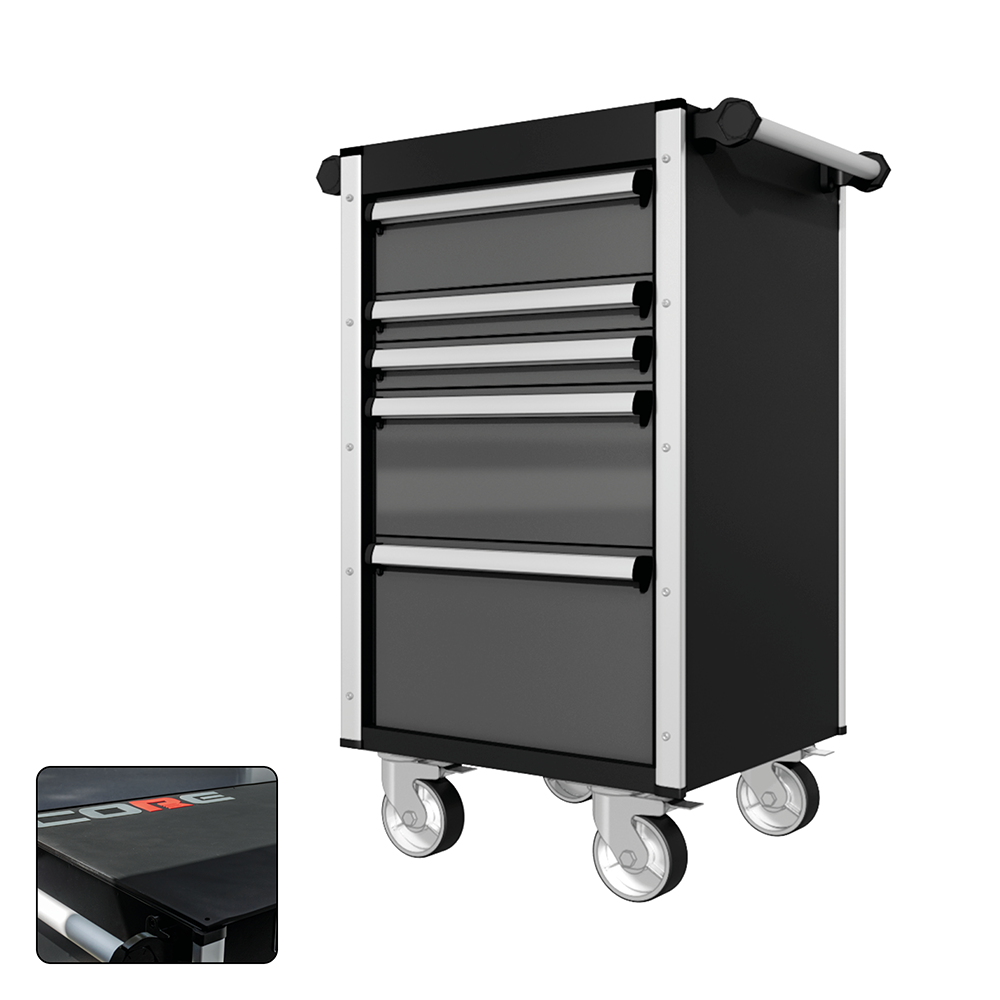 22 Series - 5 Drawers - Silver Handles - Traditional Casters