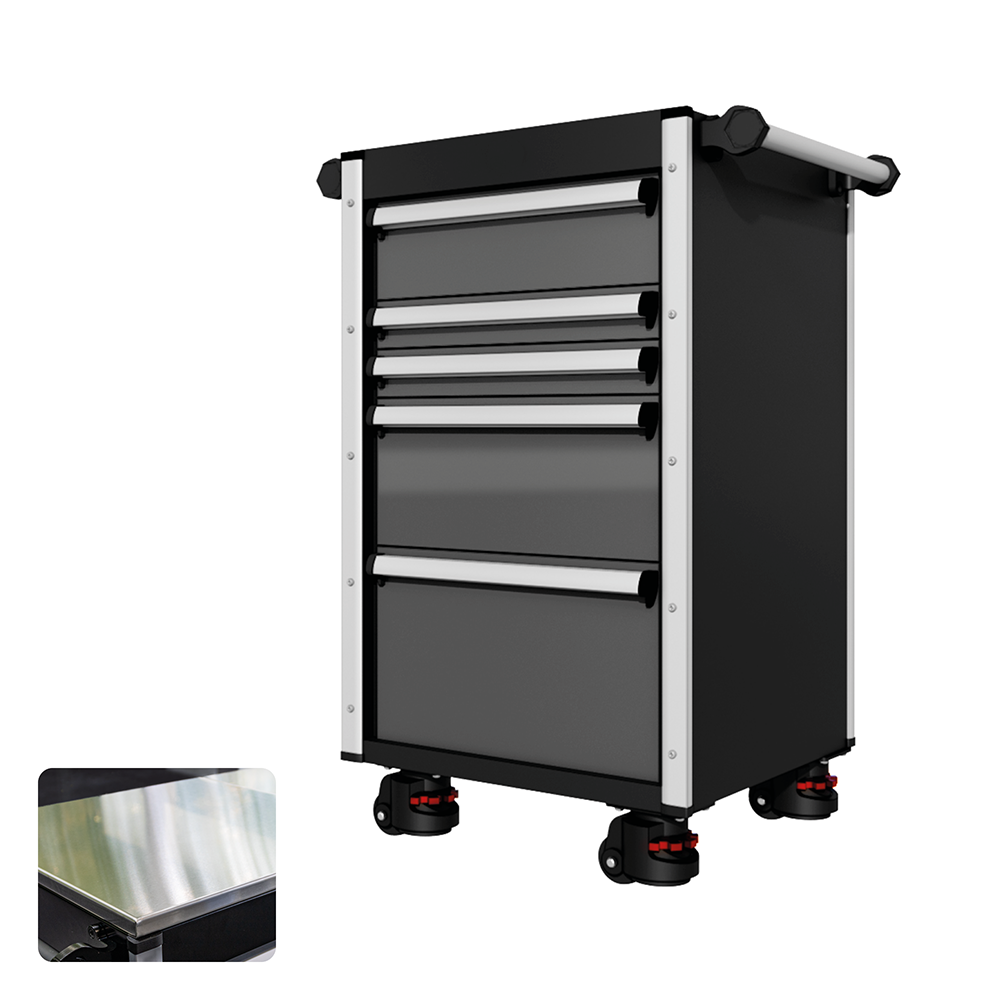 22 Series - 5 Drawers - Silver Handles - Foot Casters