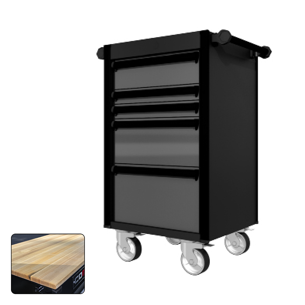 22 Series - 5 Drawers - Black Handles - Traditional Casters