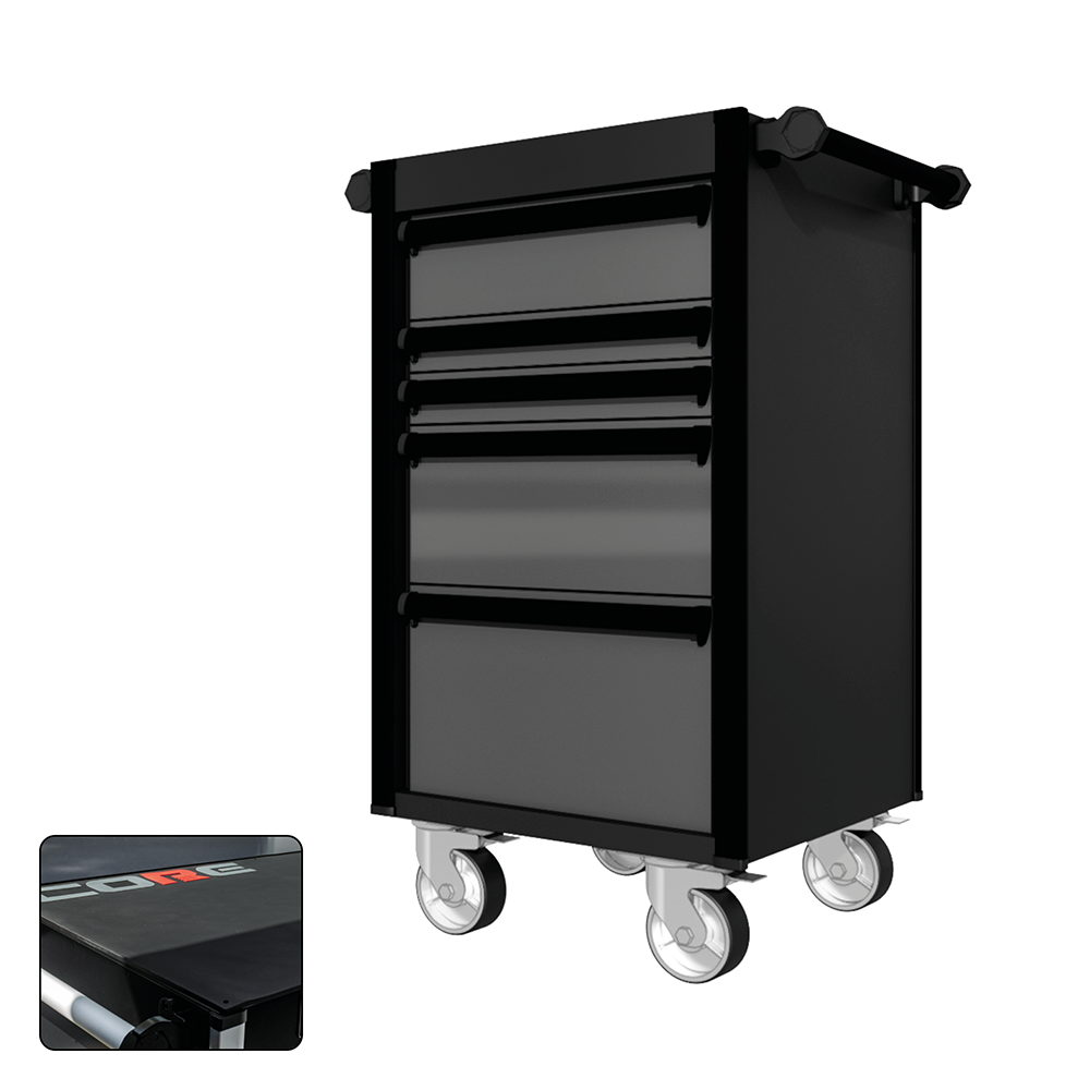 22 Series - 5 Drawers - Black Handles - Traditional Casters