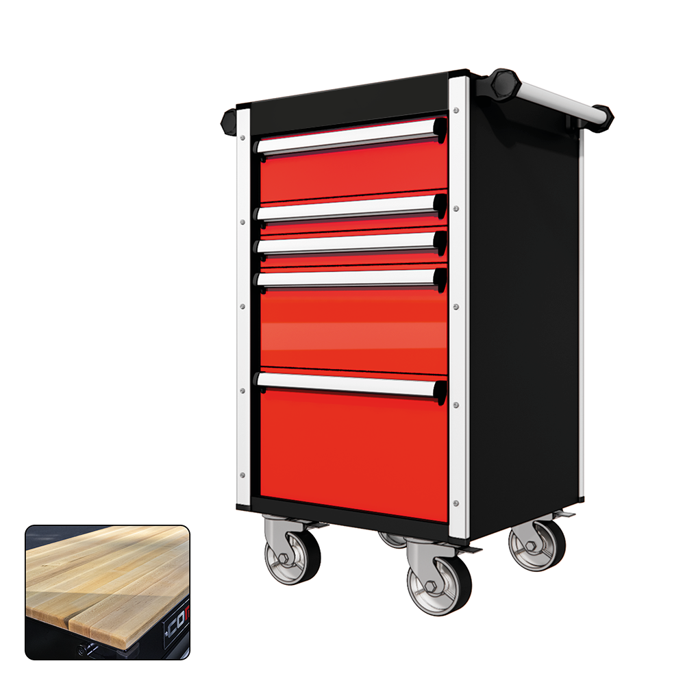 22 Series - 5 Drawers - Silver Handles - Traditional Casters