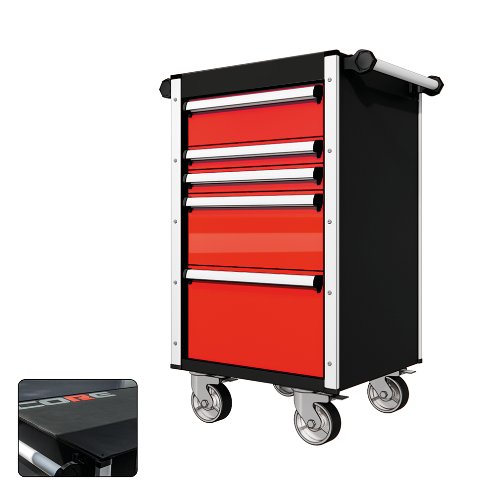 22 Series - 5 Drawers - Silver Handles - Traditional Casters