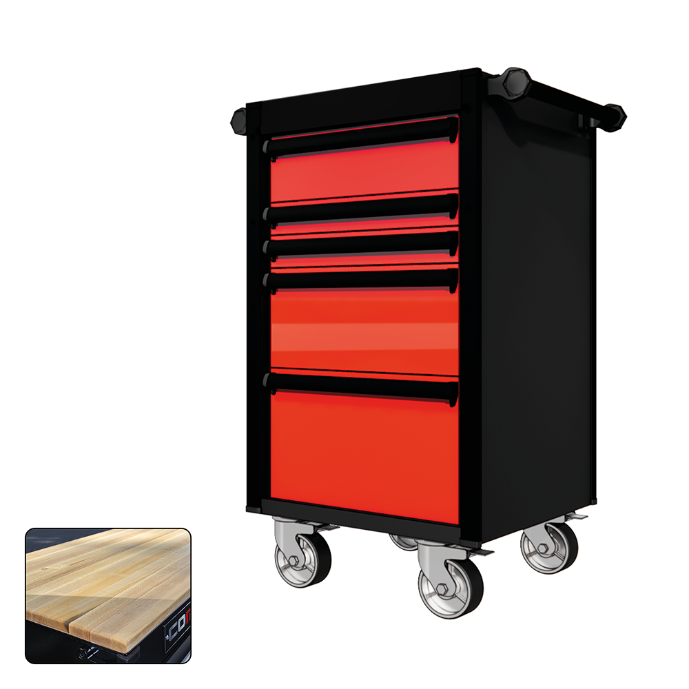 22 Series - 5 Drawers - Black Handles - Traditional Casters