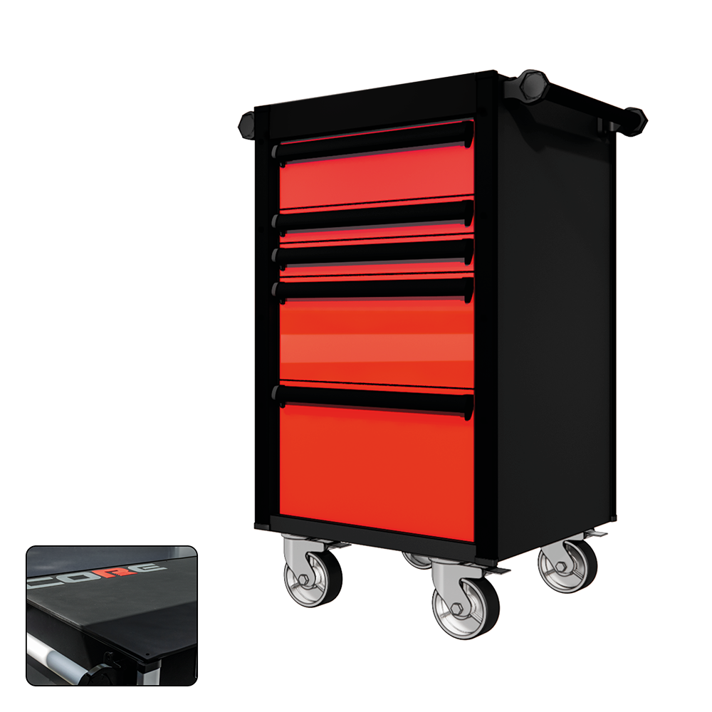 22 Series - 5 Drawers - Black Handles - Traditional Casters