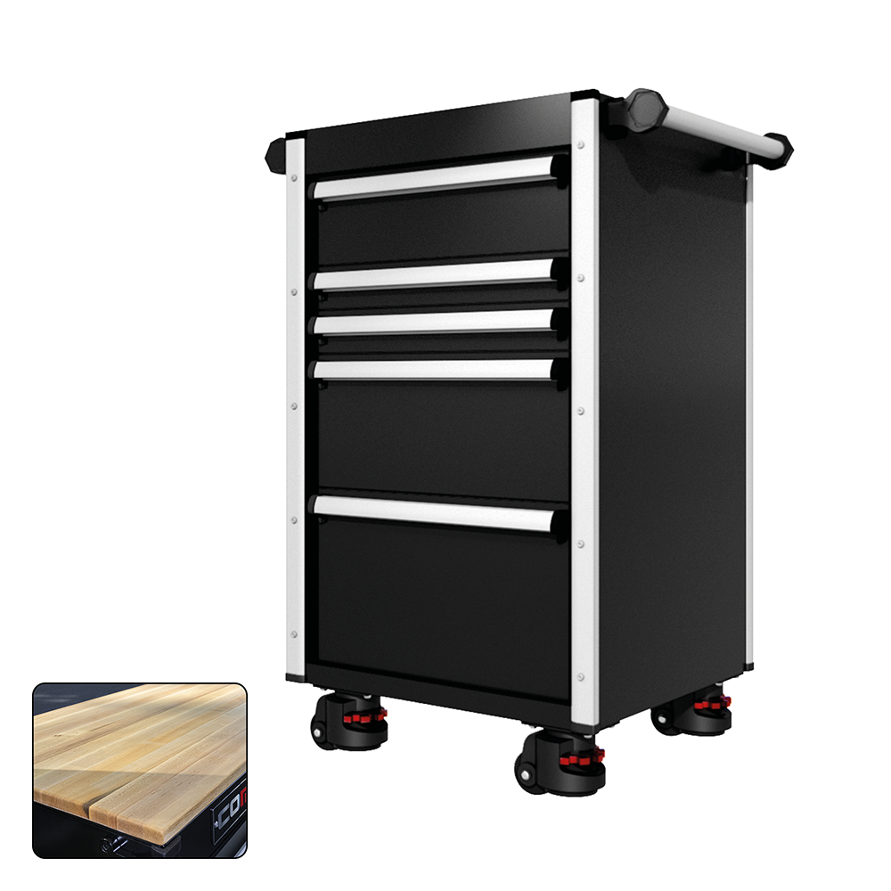 22 Series - 5 Drawers - Silver Handles - Foot Casters
