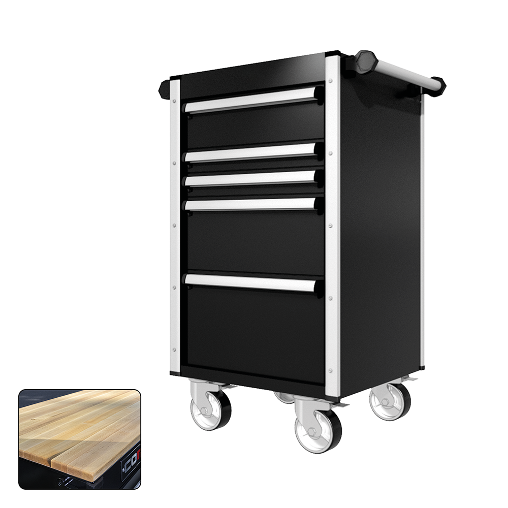 22 Series - 5 Drawers - Silver Handles - Traditional Casters
