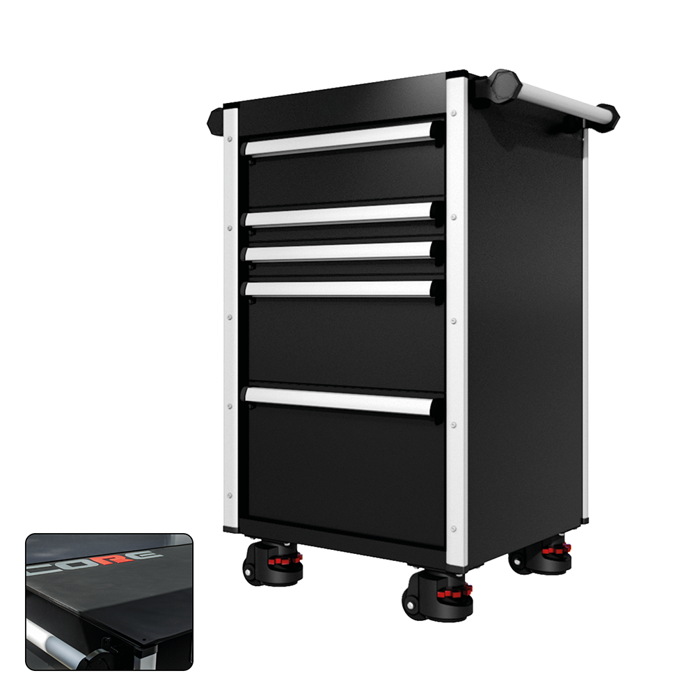 22 Series - 5 Drawers - Silver Handles - Foot Casters