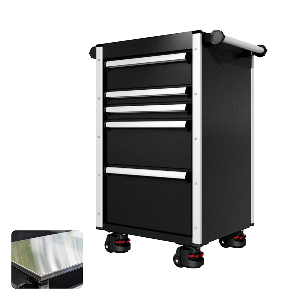 22 Series - 5 Drawers - Silver Handles - Foot Casters