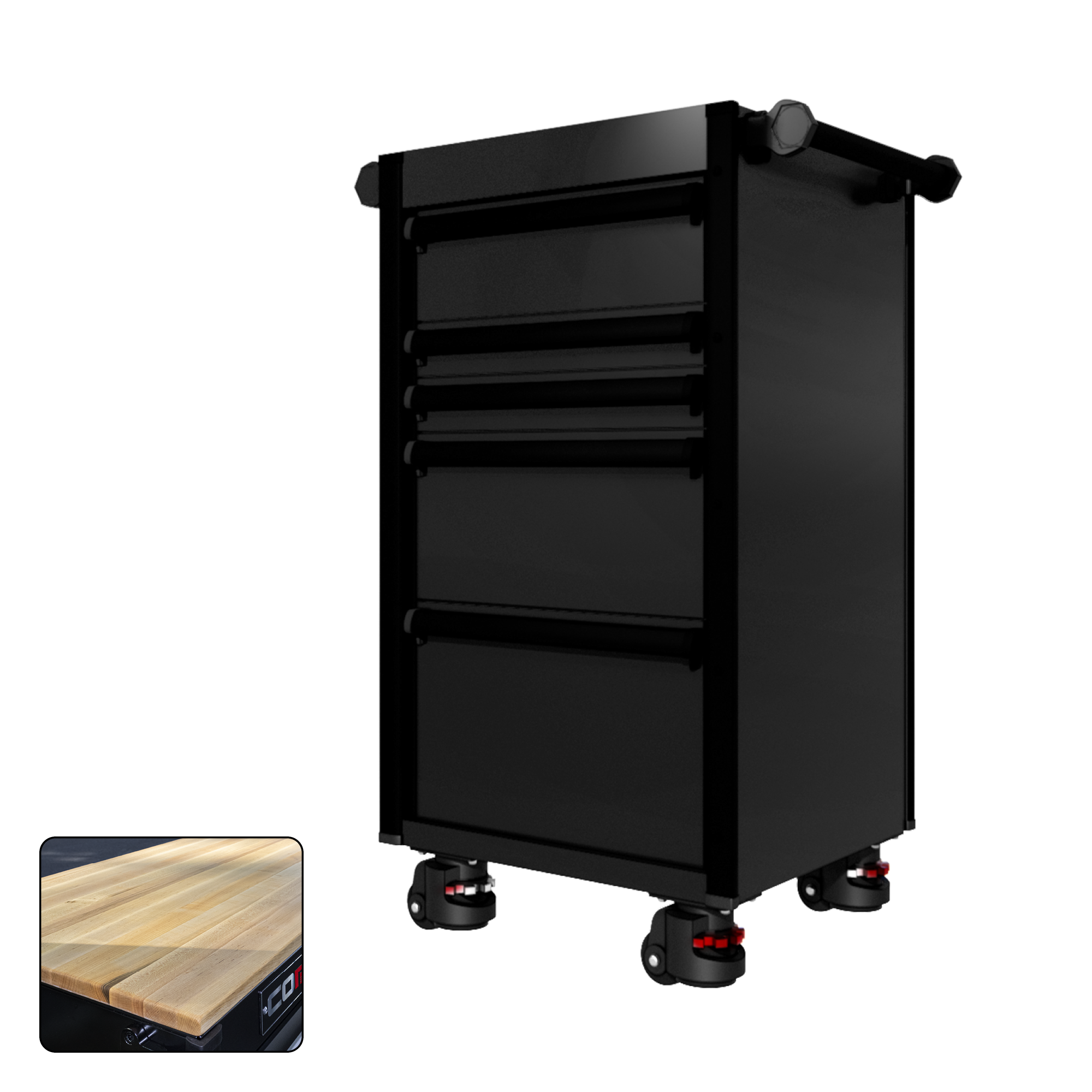 22 Series - 5 Drawers - Black Handles - Foot Casters