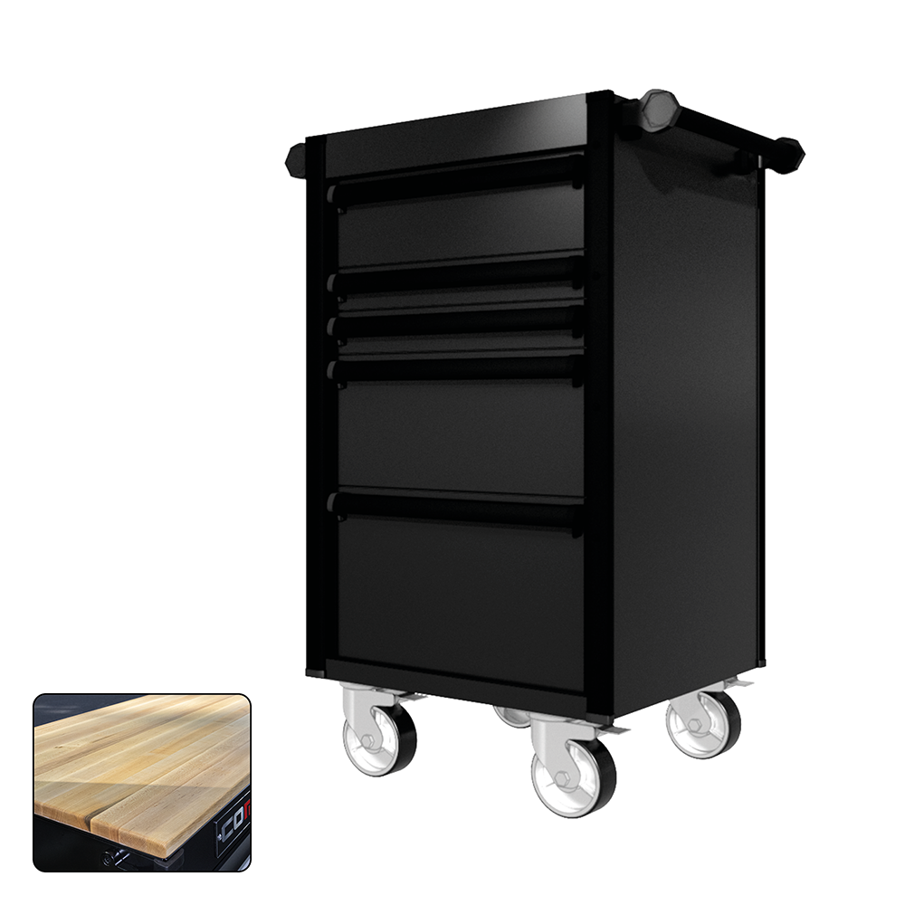 22 Series - 5 Drawers - Black Handles - Traditional Casters