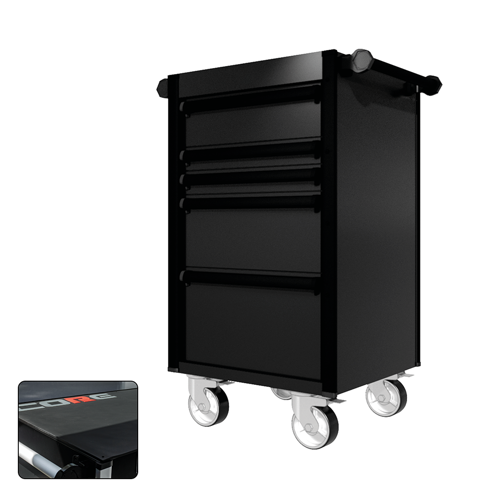 22 Series - 5 Drawers - Black Handles - Traditional Casters