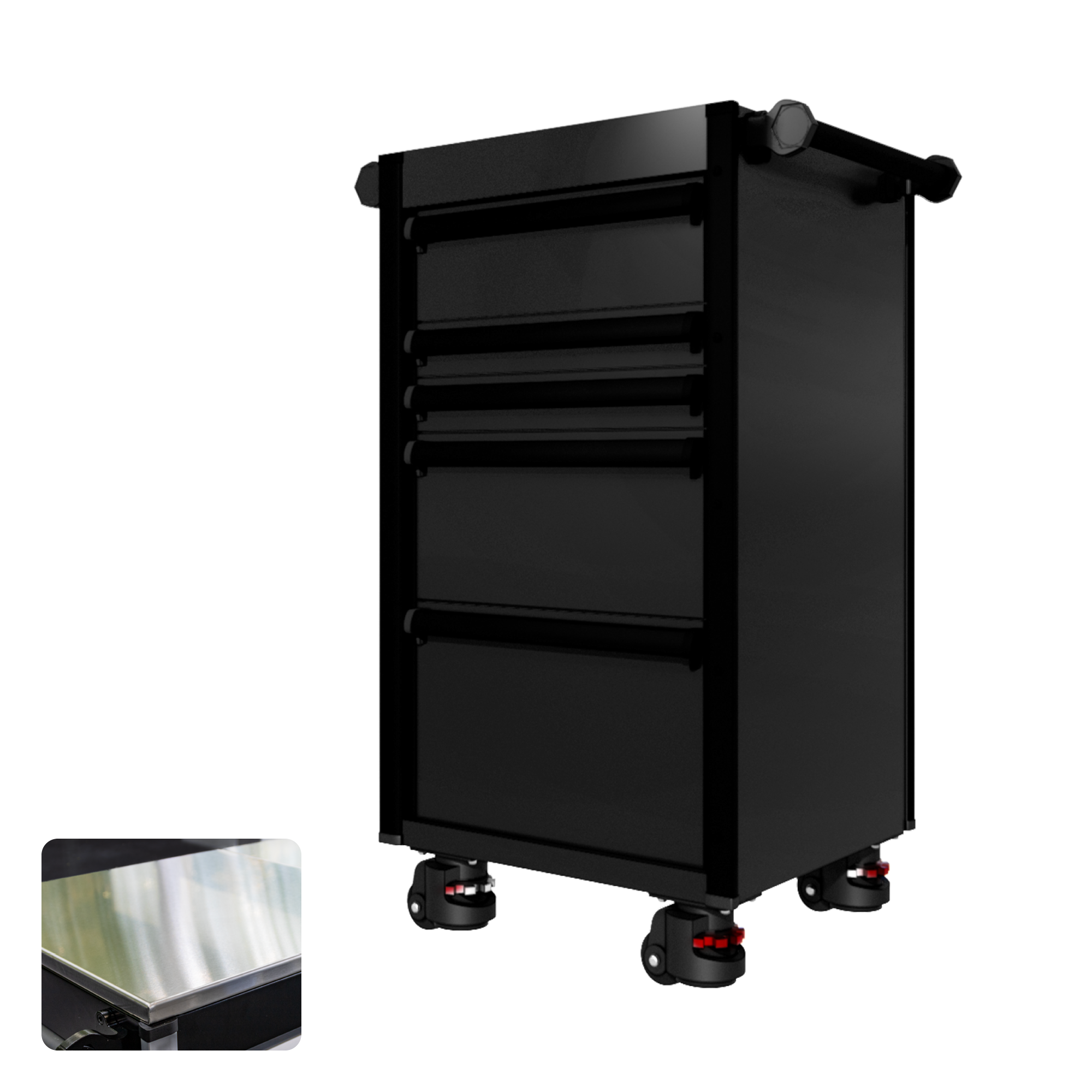 22 Series - 5 Drawers - Black Handles - Foot Casters
