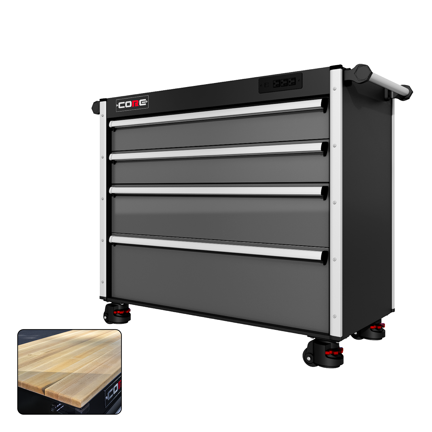44 Series - 4 Drawers - Silver Handles - Foot Casters