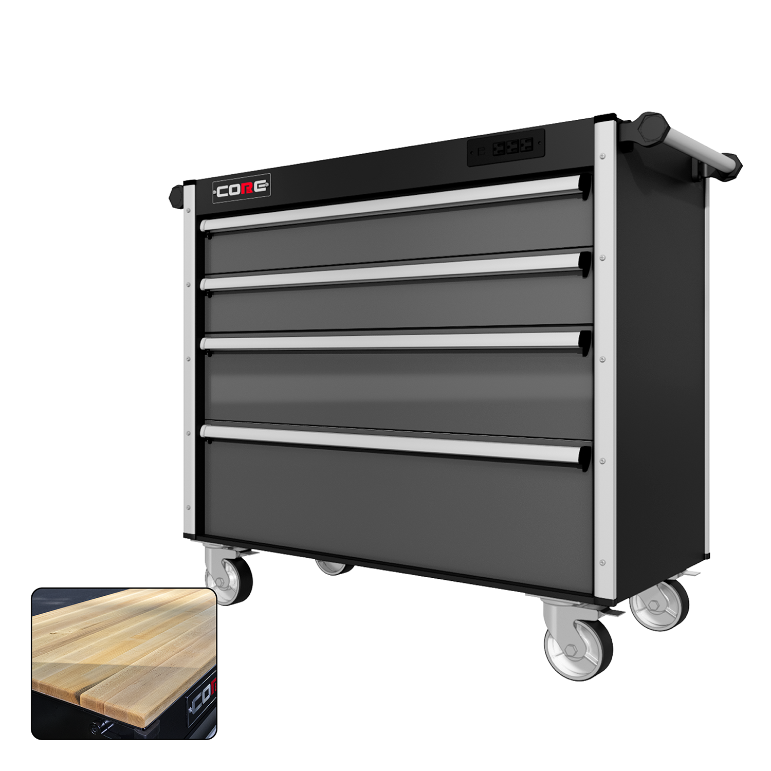 44 Series - 4 Drawers - Silver Handles - Traditional Casters