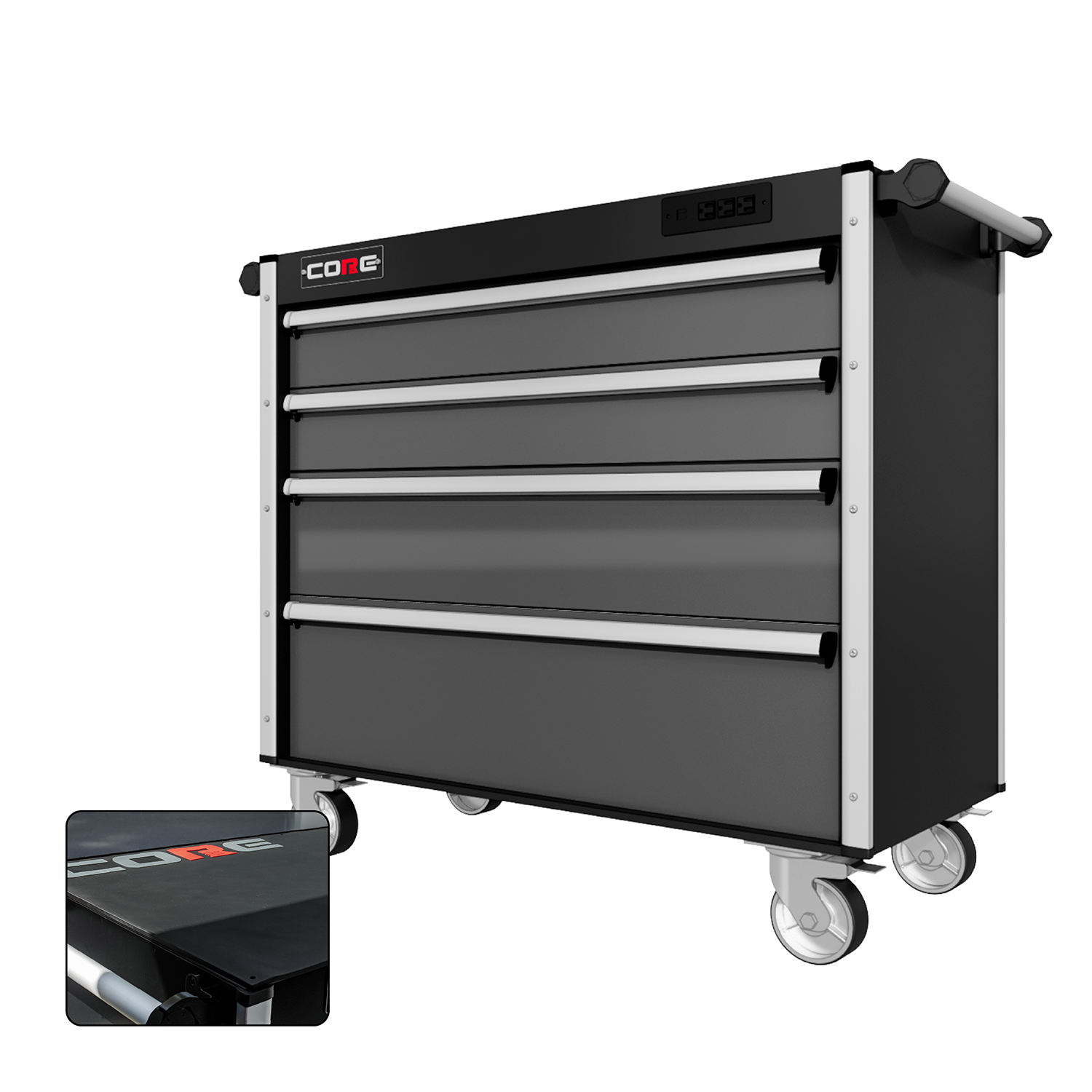 44 Series - 4 Drawers - Silver Handles - Traditional Casters