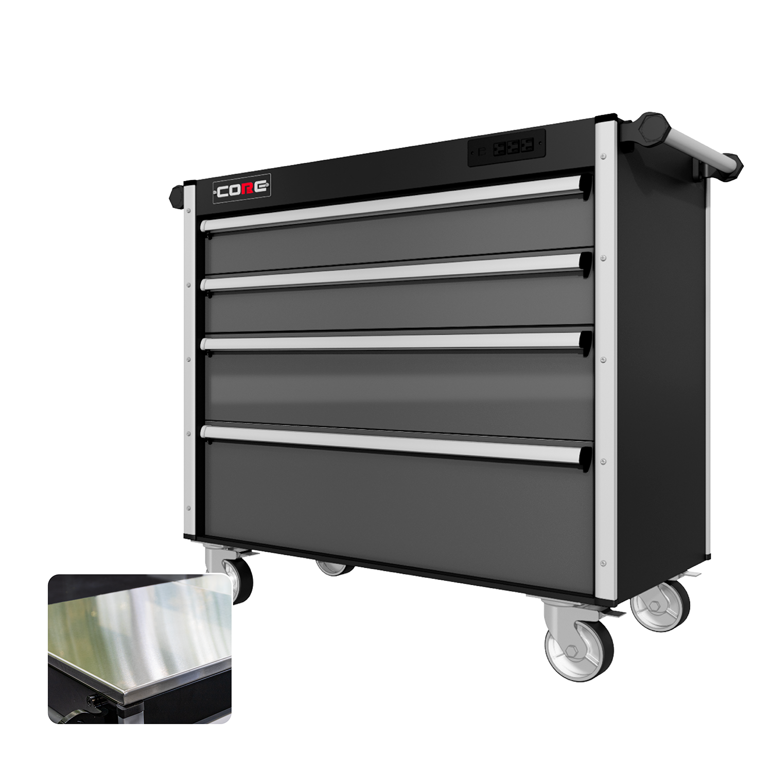 44 Series - 4 Drawers - Silver Handles - Traditional Casters