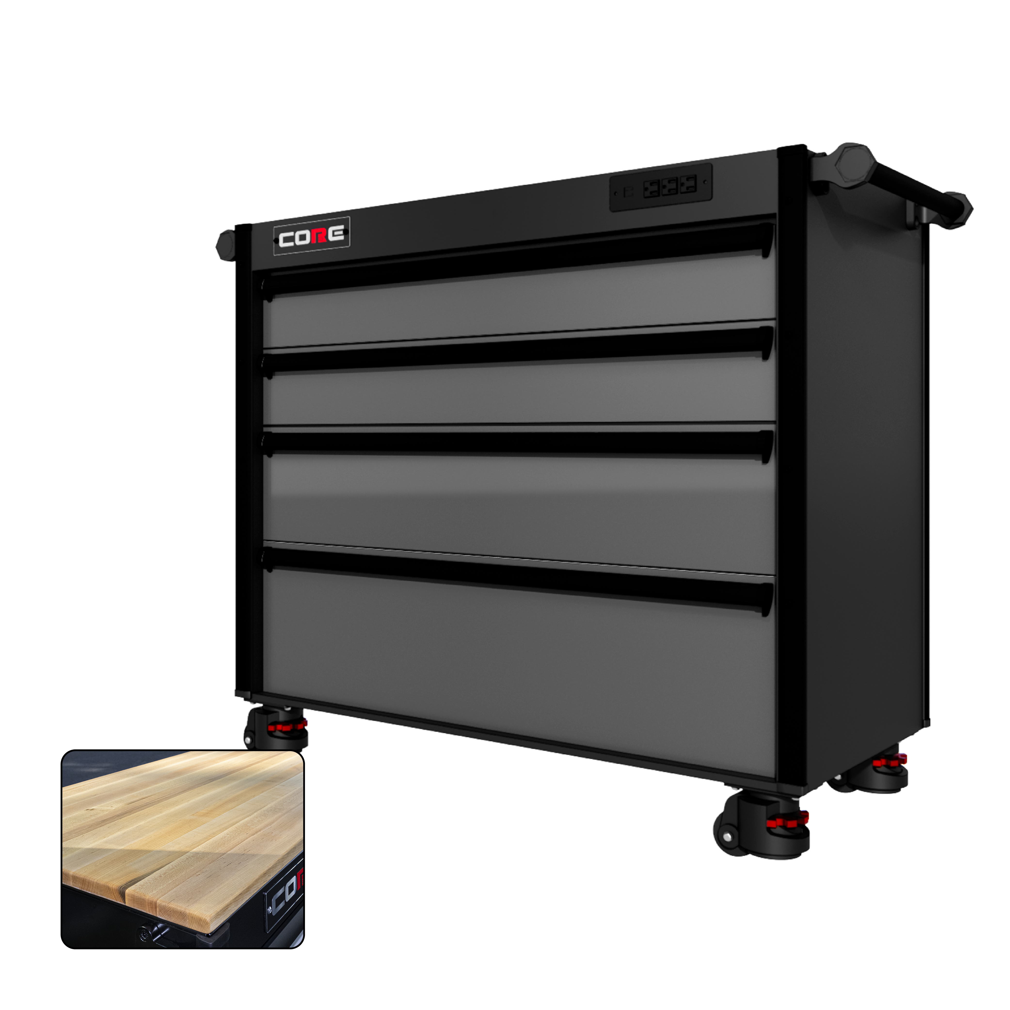 44 Series - 4 Drawers - Black Handles - Foot Casters