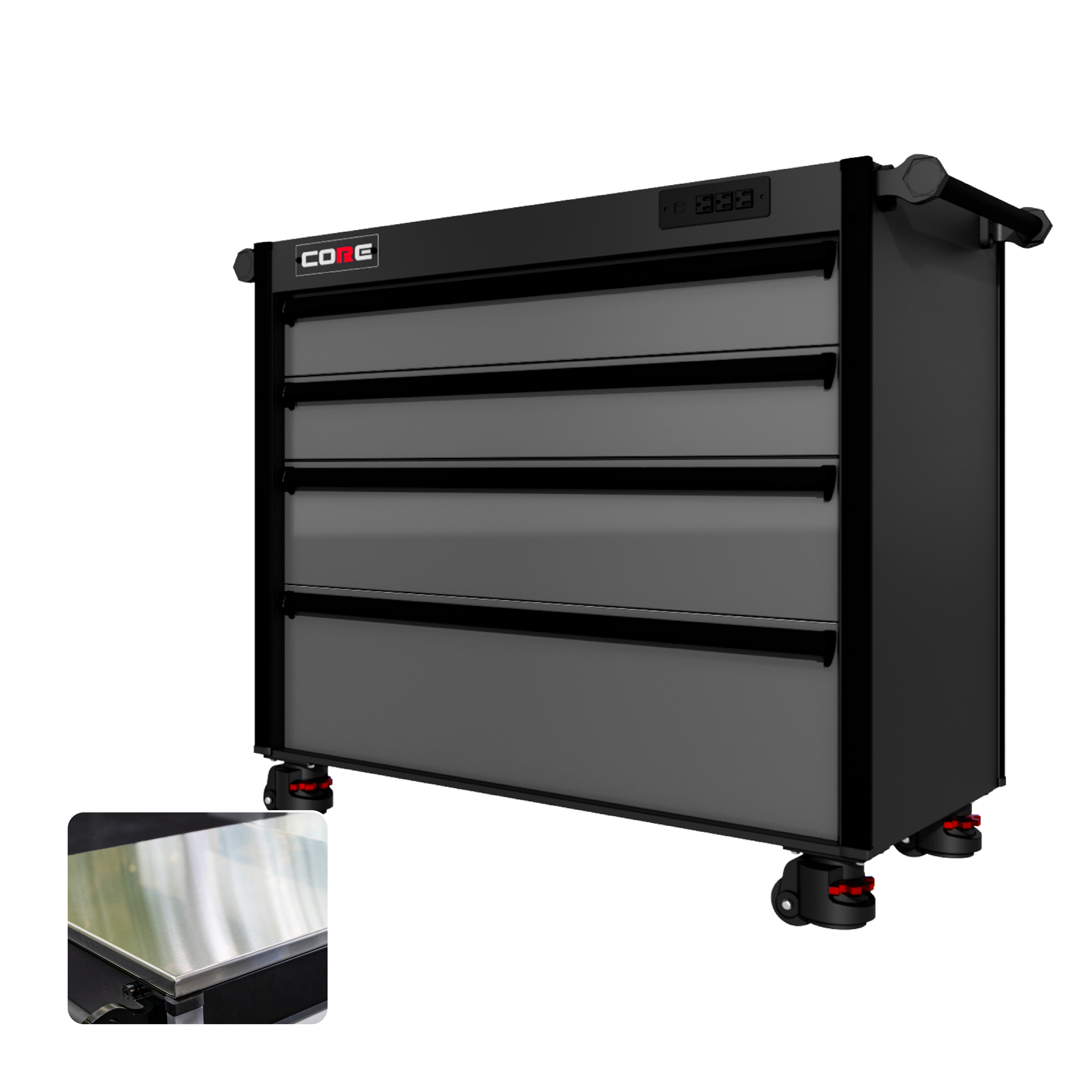 44 Series - 4 Drawers - Black Handles - Foot Casters