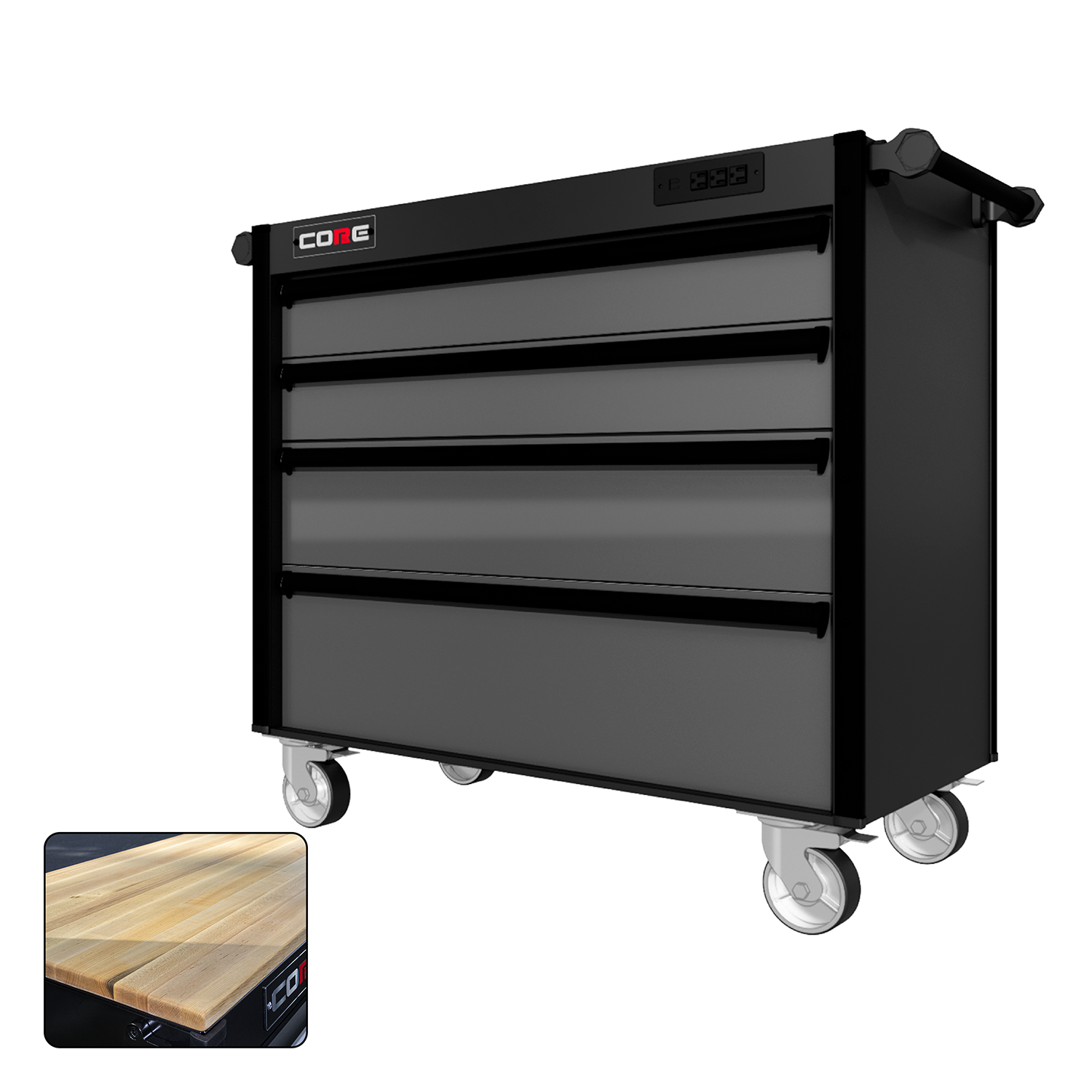 44 Series - 4 Drawers - Black Handles - Traditional Casters