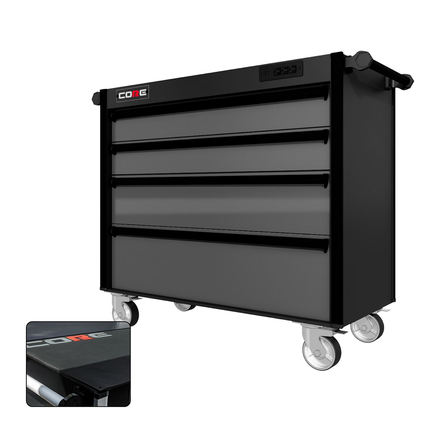 44 Series - 4 Drawers - Black Handles - Traditional Casters