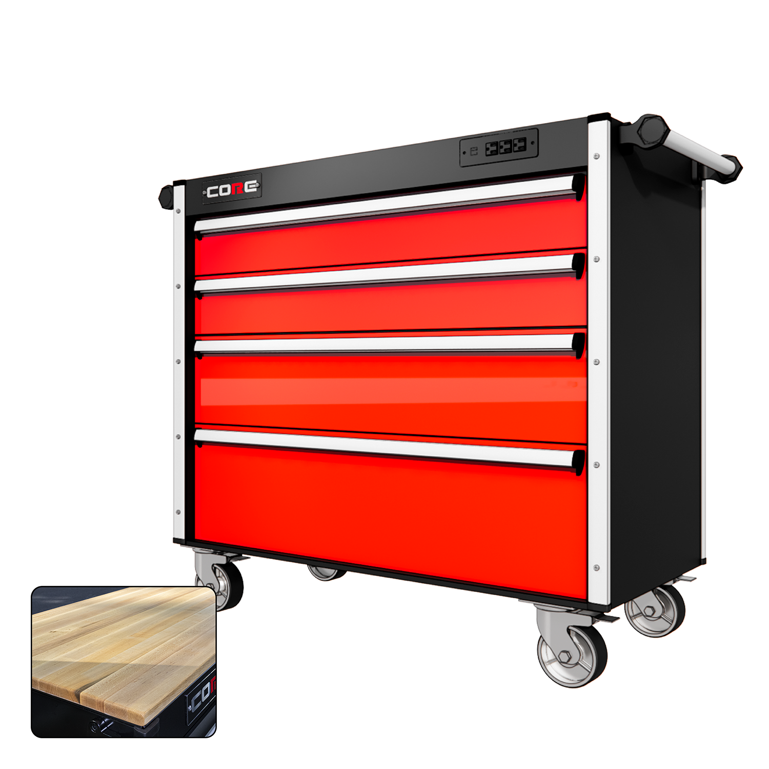 44 Series - 4 Drawers - Silver Handles - Traditional Casters