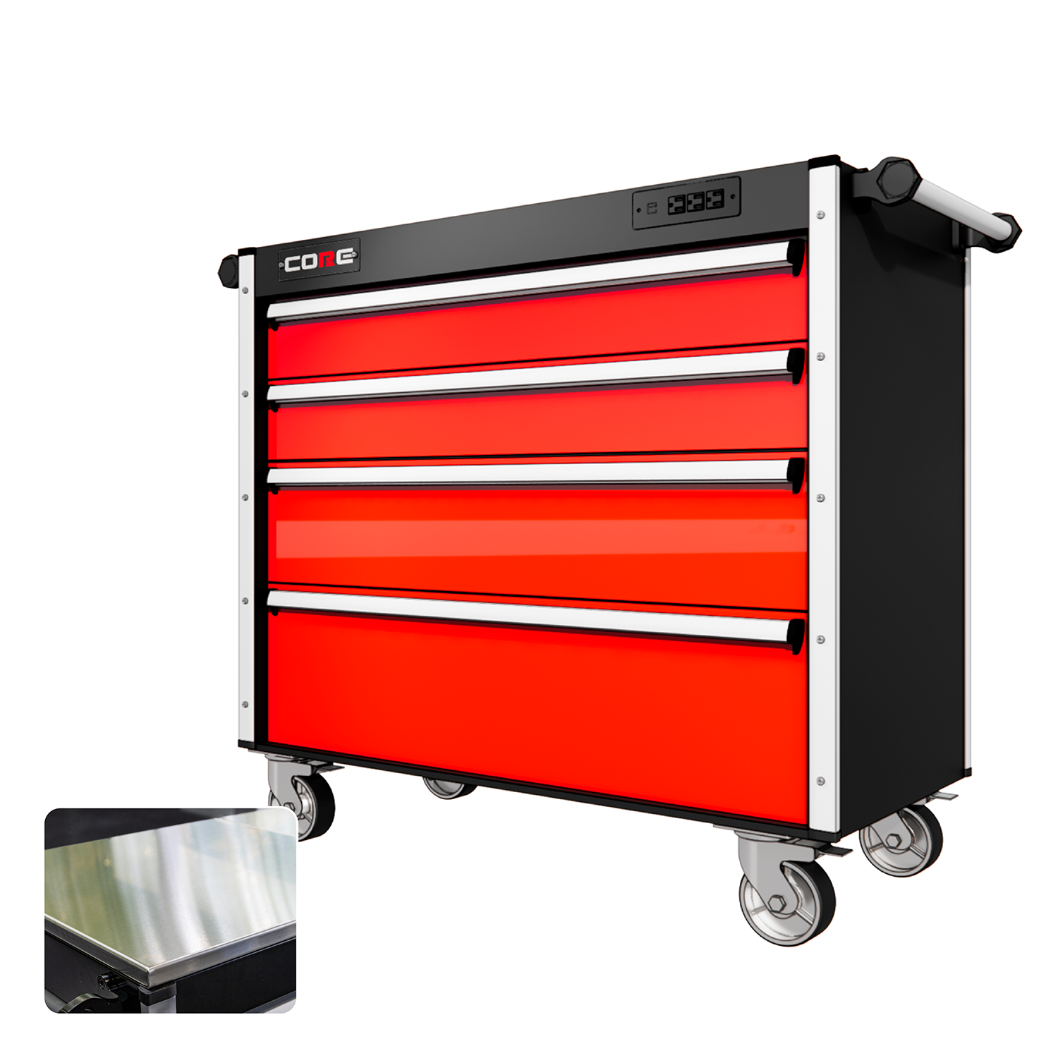 44 Series - 4 Drawers - Silver Handles - Traditional Casters