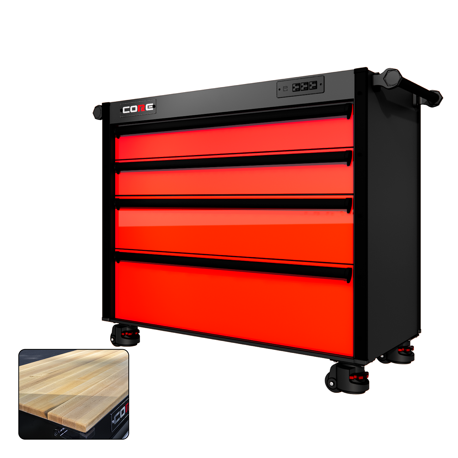 44 Series - 4 Drawers - Black Handles - Foot Casters