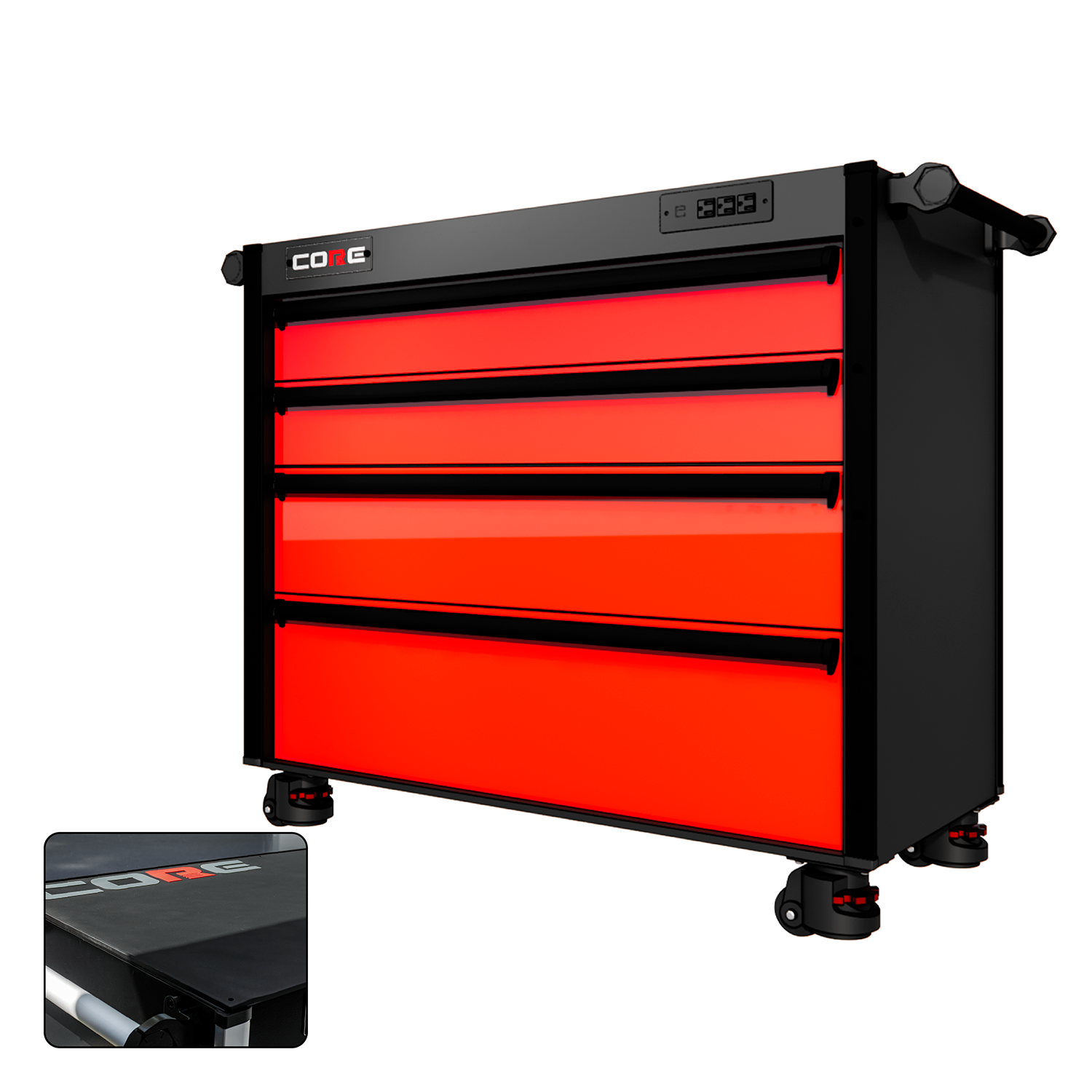 44 Series - 4 Drawers - Black Handles - Foot Casters