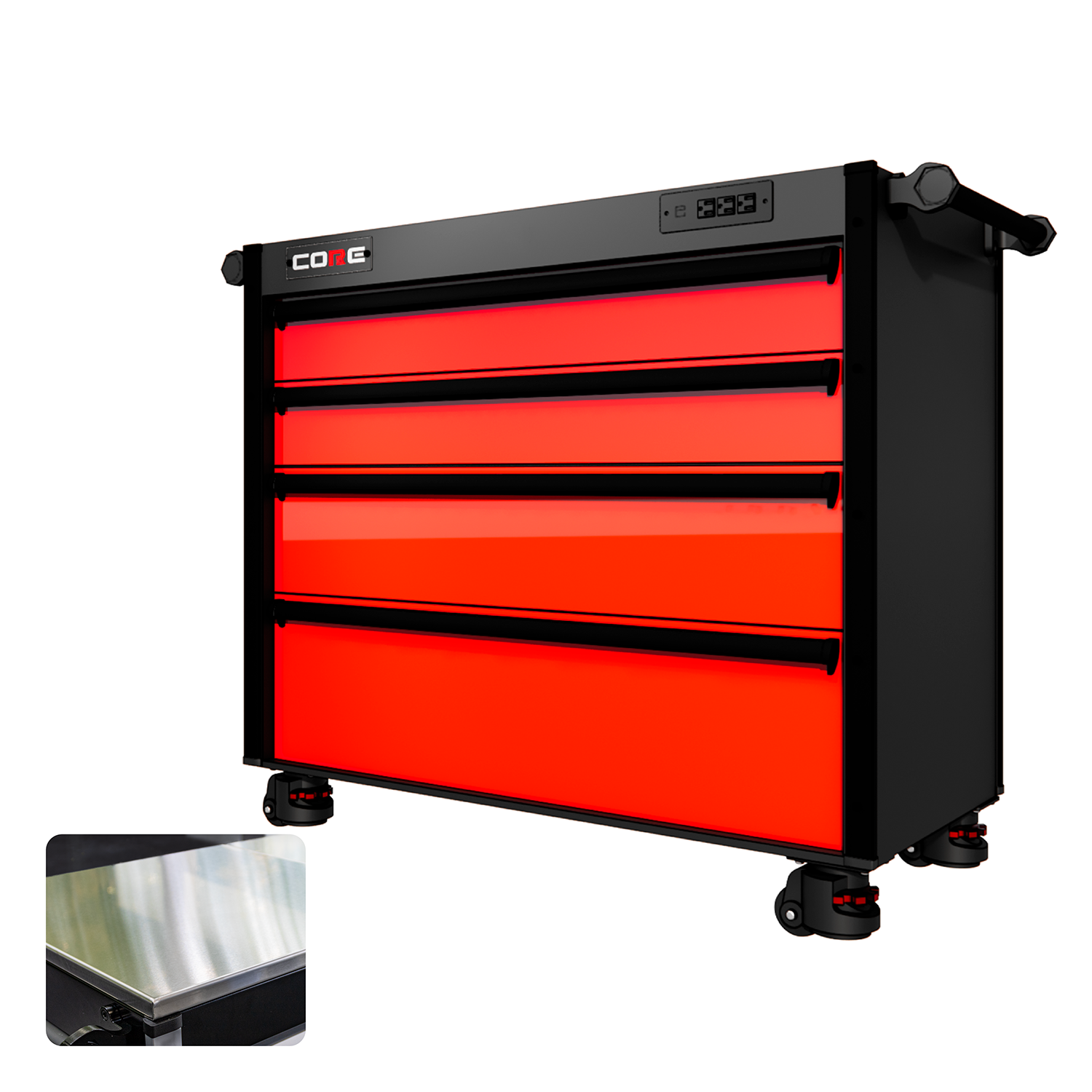 44 Series - 4 Drawers - Black Handles - Foot Casters