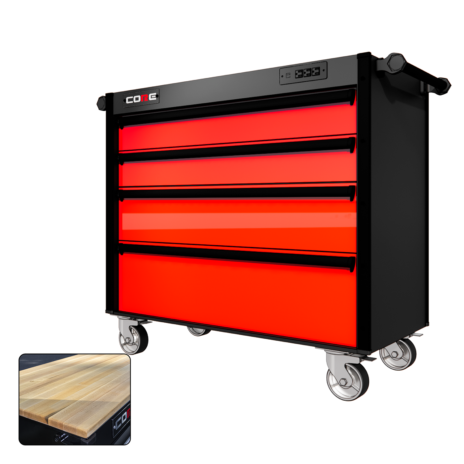 44 Series - 4 Drawers - Black Handles - Traditional Casters