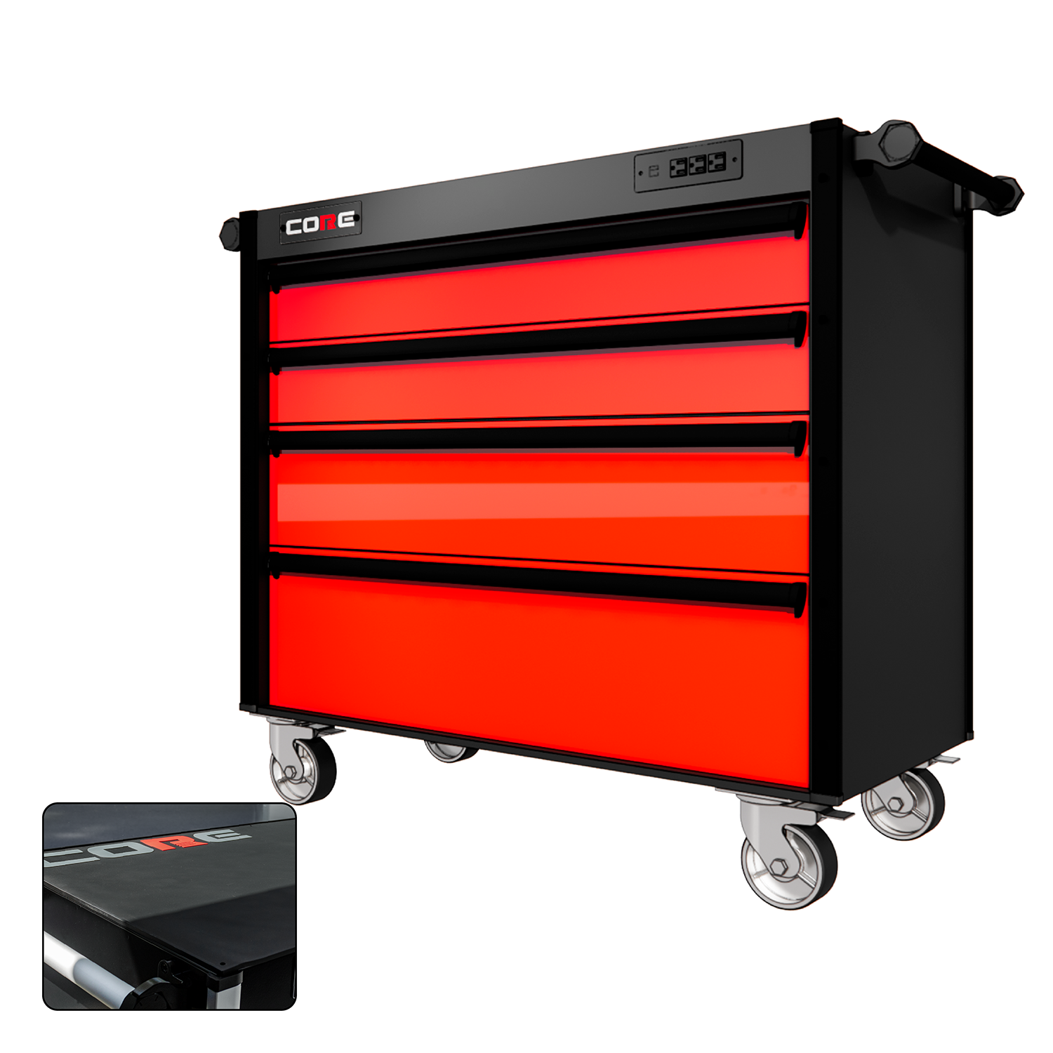 44 Series - 4 Drawers - Black Handles - Traditional Casters