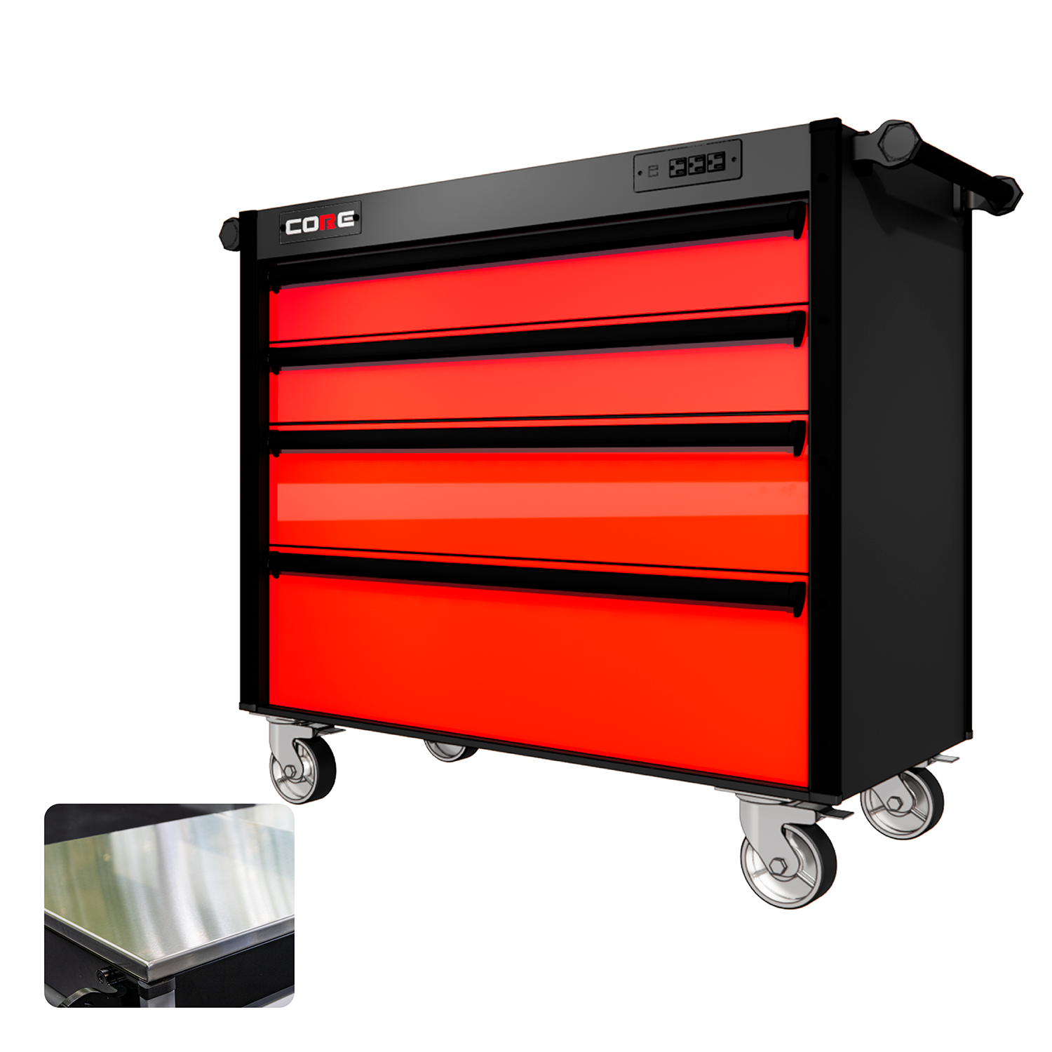 44 Series - 4 Drawers - Black Handles - Traditional Casters