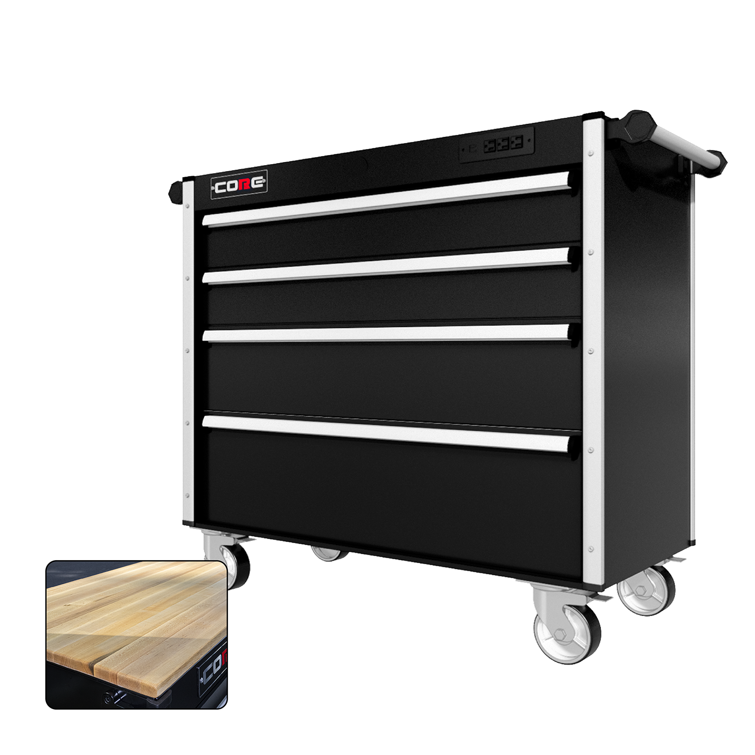 44 Series - 4 Drawers - Silver Handles - Traditional Casters