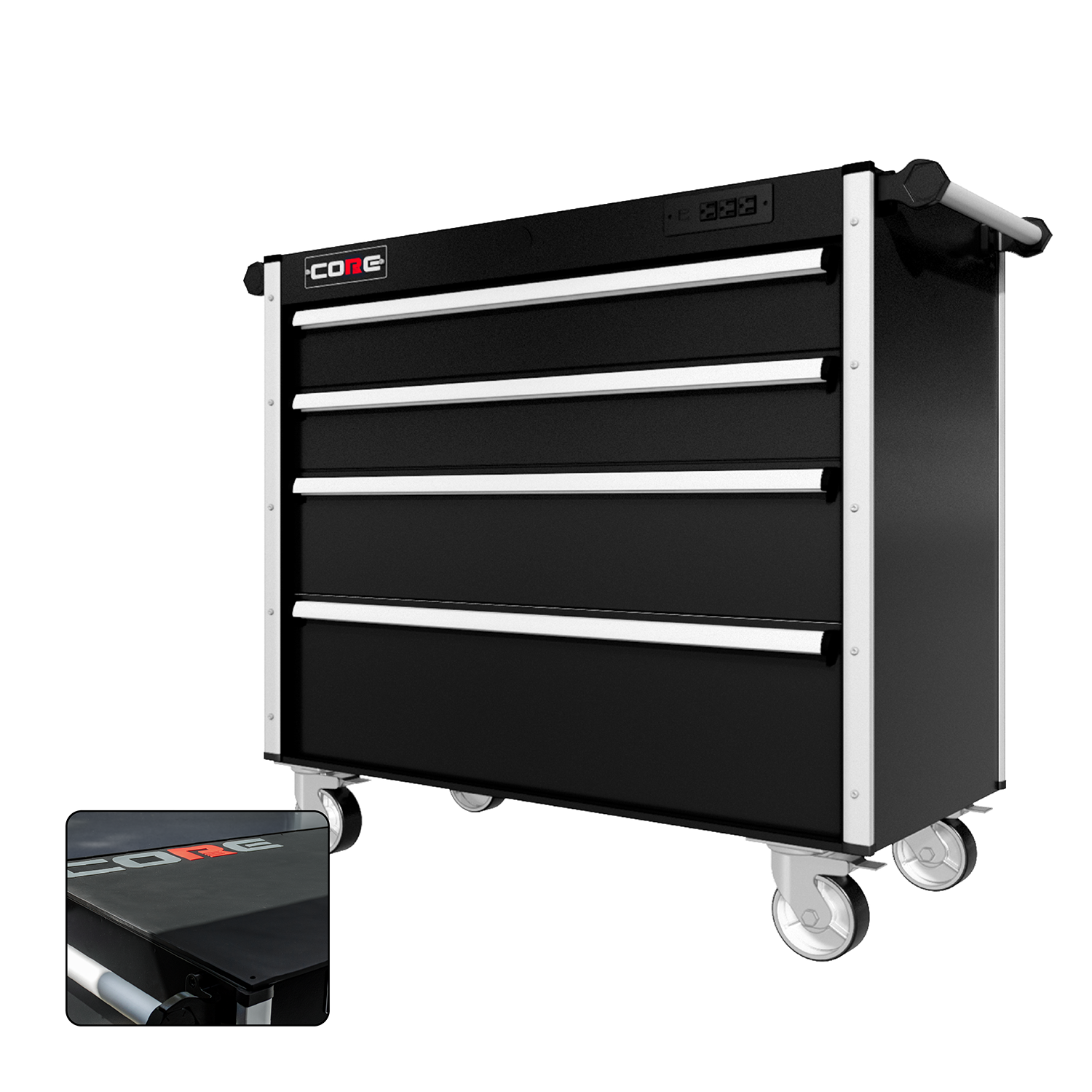 44 Series - 4 Drawers - Silver Handles - Traditional Casters