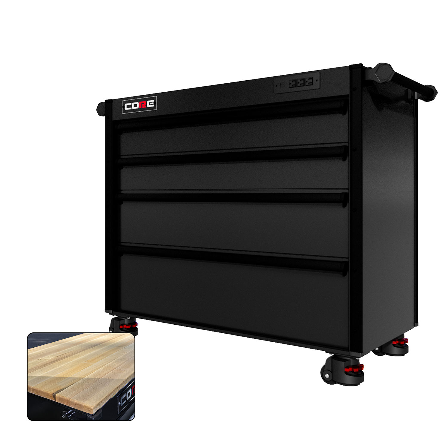 44 Series - 4 Drawers - Black Handles - Foot Casters