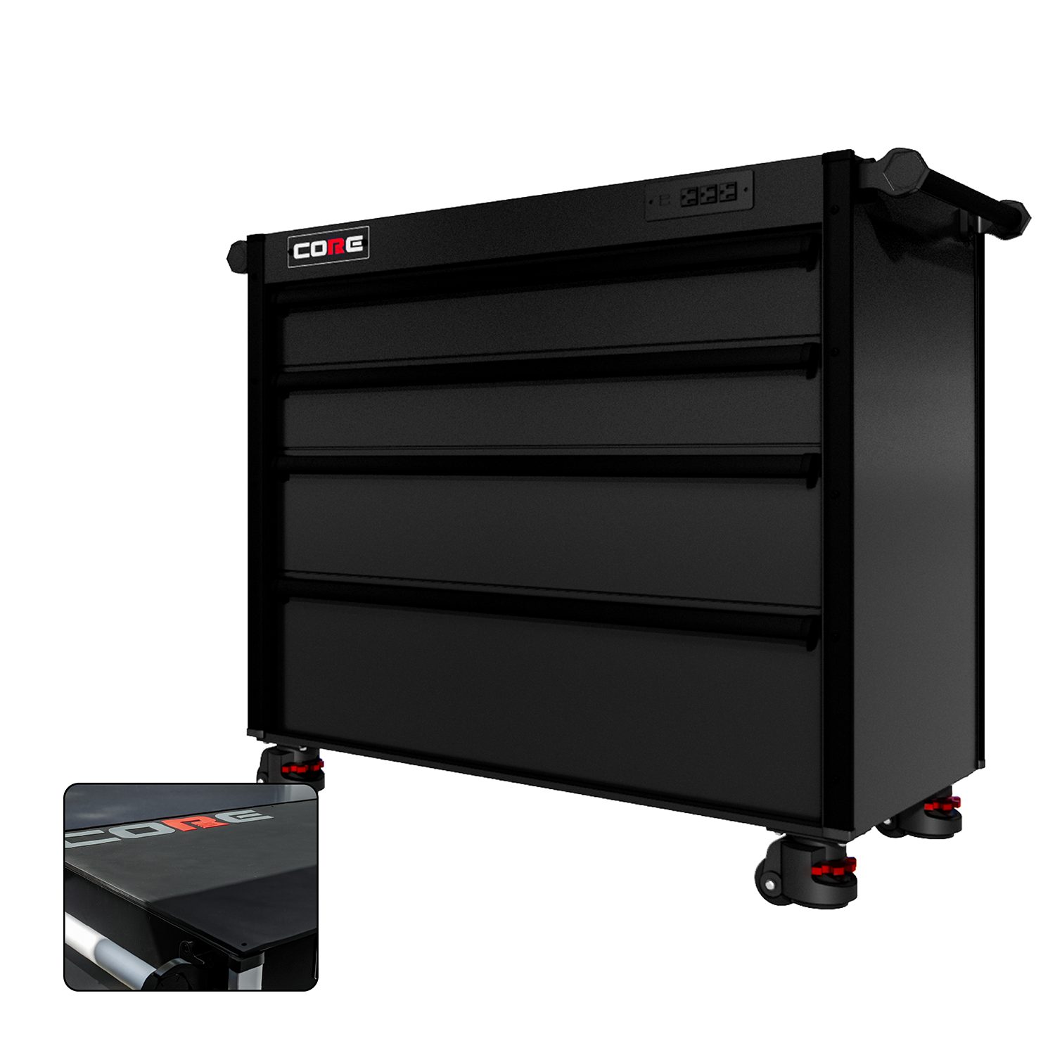 44 Series - 4 Drawers - Black Handles - Foot Casters
