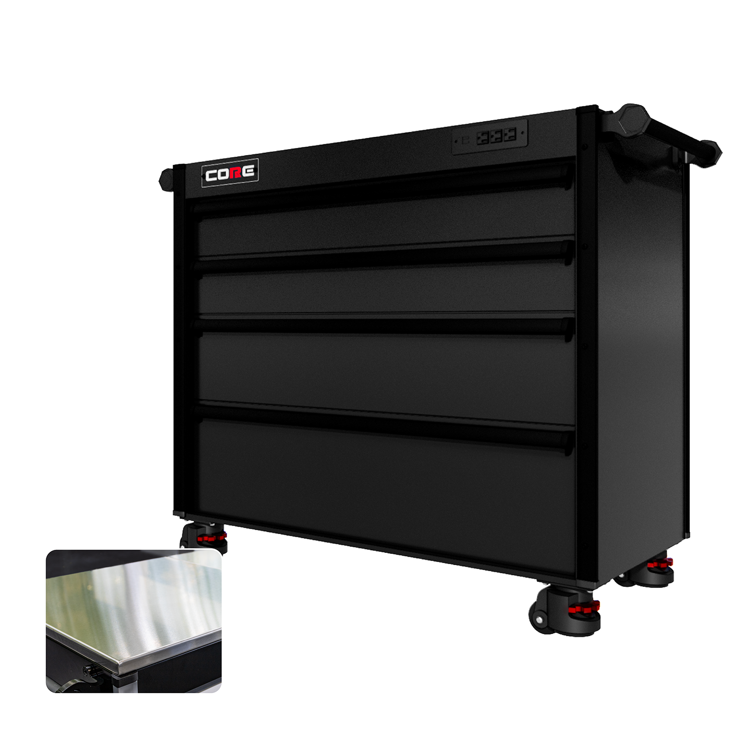 44 Series - 4 Drawers - Black Handles - Foot Casters