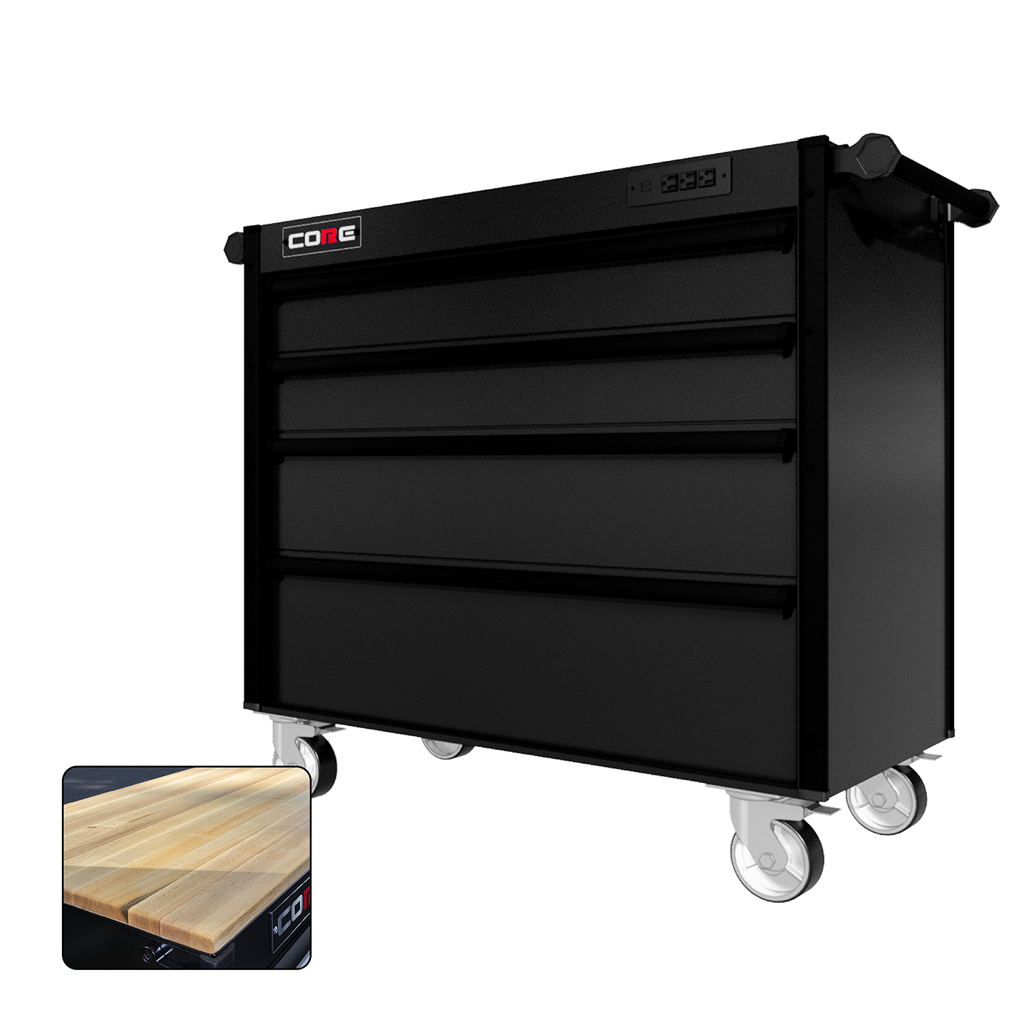 44 Series - 4 Drawers - Black Handles - Traditional Casters