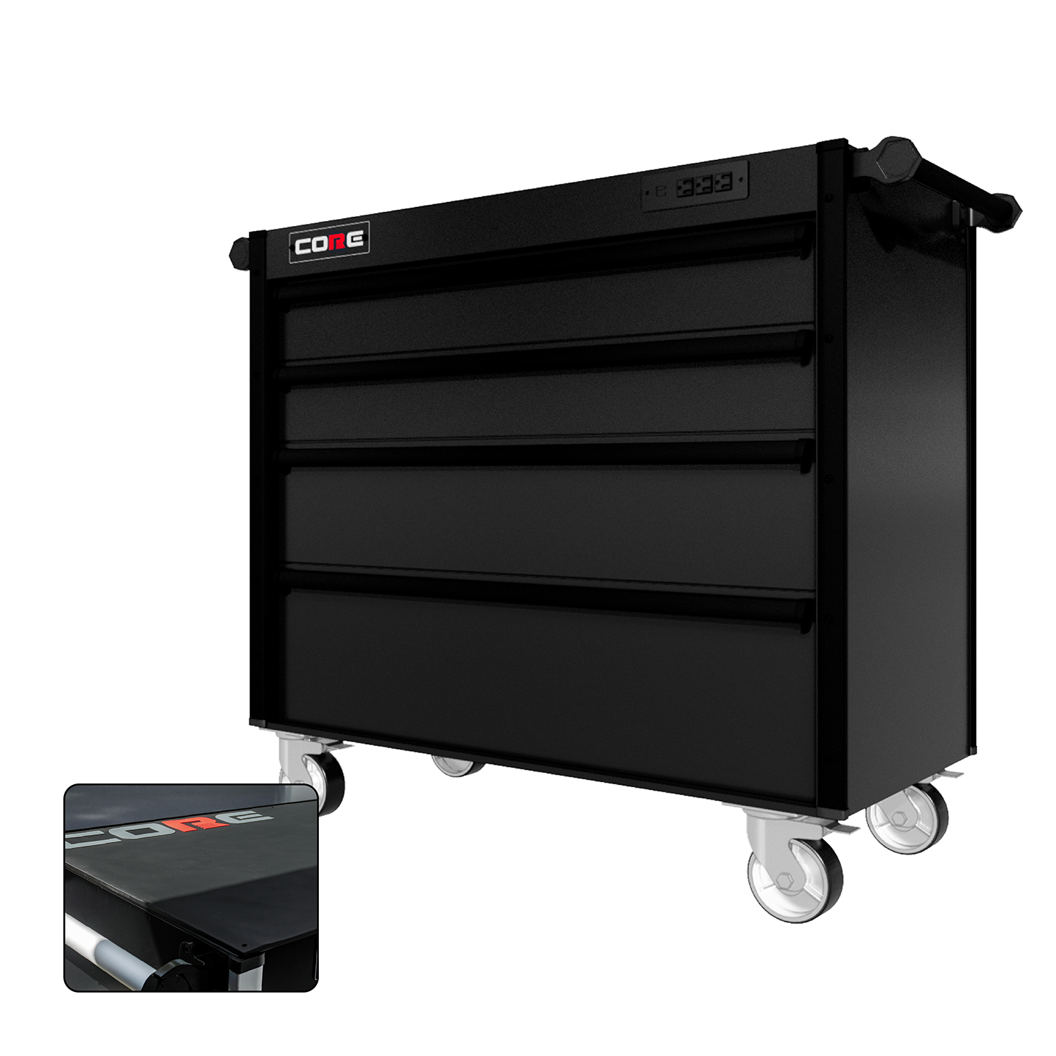 44 Series - 4 Drawers - Black Handles - Traditional Casters