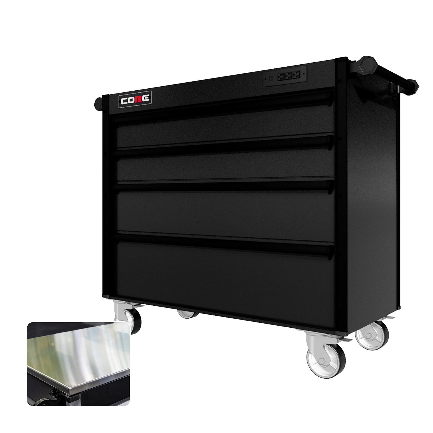 44 Series - 4 Drawers - Black Handles - Traditional Casters