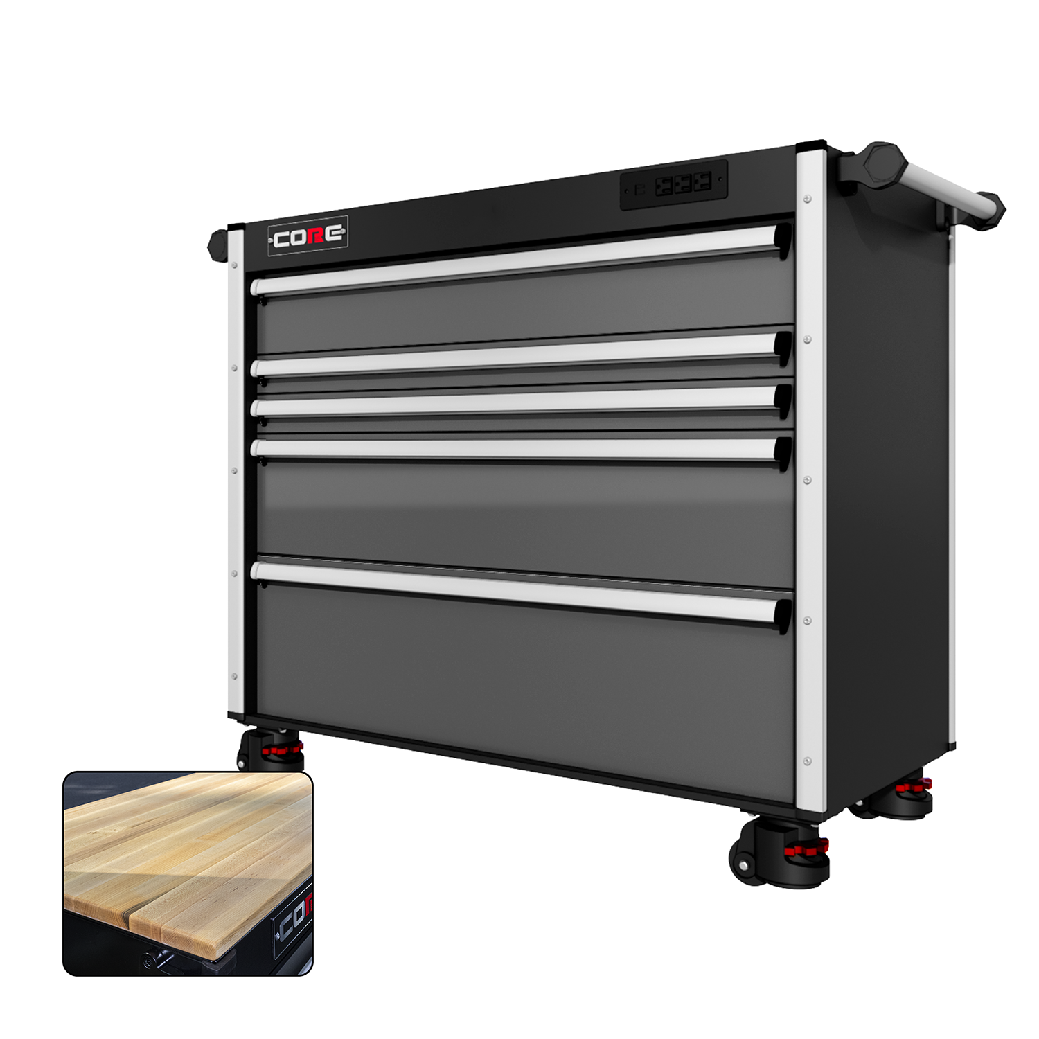 44 Series - 5 Drawers - Silver Handles - Foot Casters