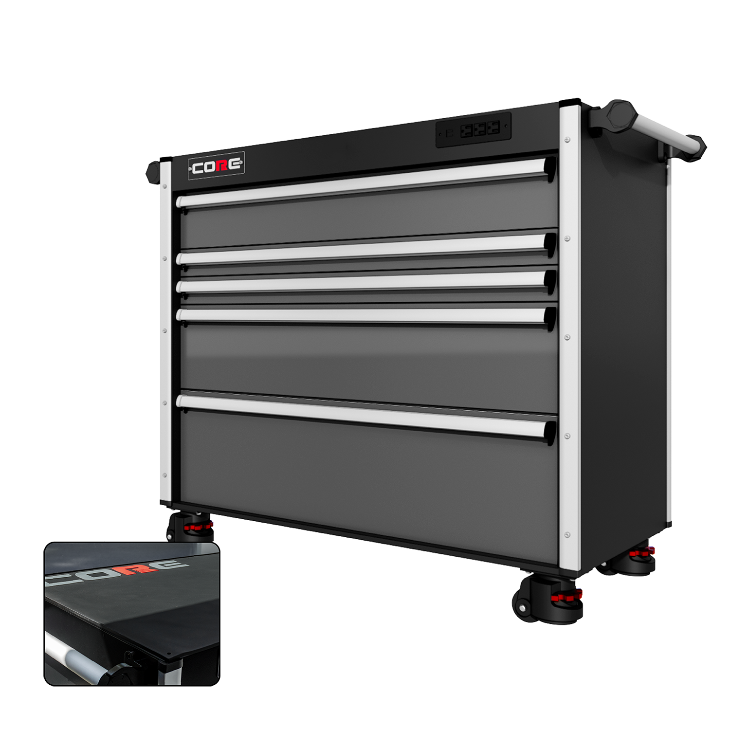 44 Series - 5 Drawers - Silver Handles - Foot Casters