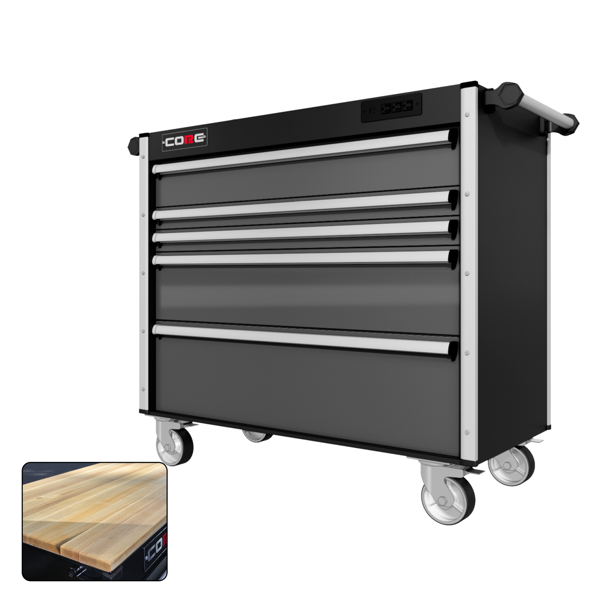 44 Series - 5 Drawers - Silver Handles - Traditional Casters