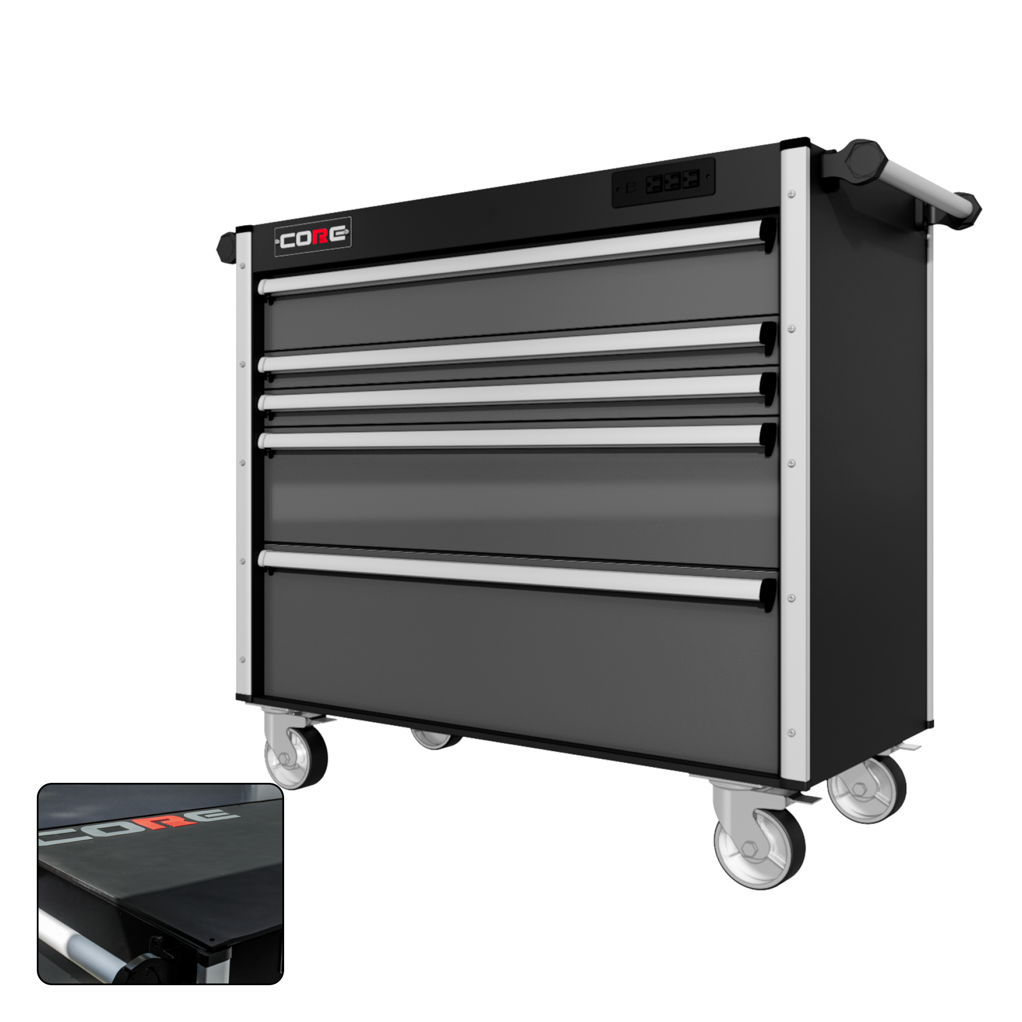 44 Series - 5 Drawers - Silver Handles - Traditional Casters